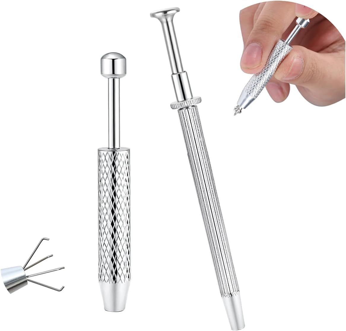 GEMQUEEN Piercing Taper Ball Grabber Tool for Changing Jewelry - 14G 16G 18G 20G Stainless Steel Flat Back Earrings Applicator Tool Threadless Insertion Pin Thread Body Piercing Kit for Ear Nose Lip