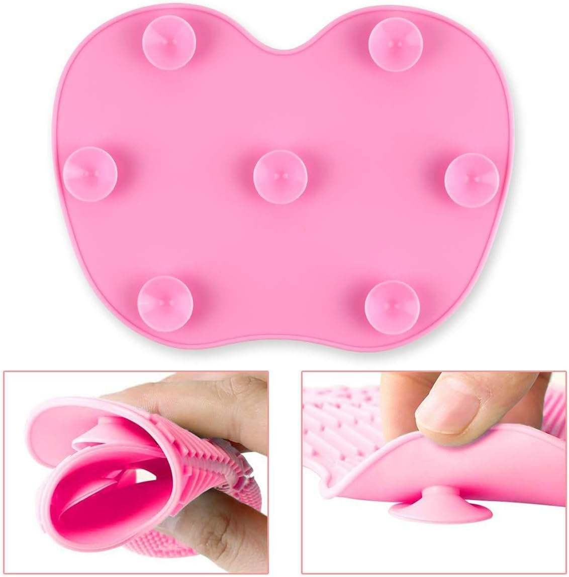 2Pcs Makeup Brush Cleaner Mat,Portable Medium Silicone Brush Cleaning Mat,6 * 4.5Inche,Universal Makeup Brush Cleaner Pad Washing Tools Cosmetic Brush Cleaner(Pink,Green) image number 6