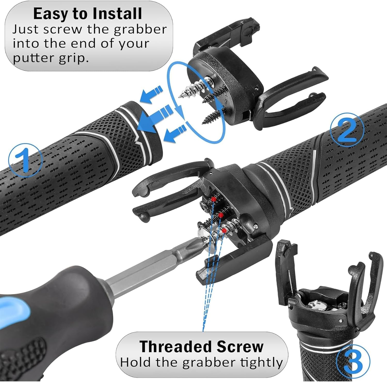 6 PCS Golf Ball Pick up Retriever Grabber Claw Sucker Tool,Mini Foldable Plastic Claw Grabber Sucker Golf Accessories,Foldable Ball Pick up Put on Putter Grip image number 2