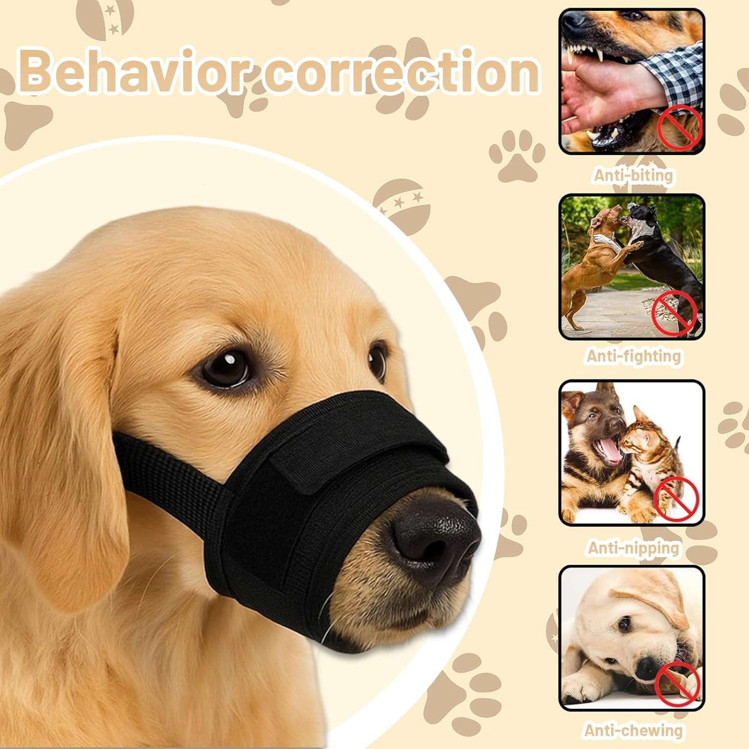 2PCS Muzzle for Small Dog, Small Dog Muzzles for Dachshund and Jack Russell, Breathable and Adjustable anti Bark Muzzle for Training and Outdoor Safety (Black) image number 4