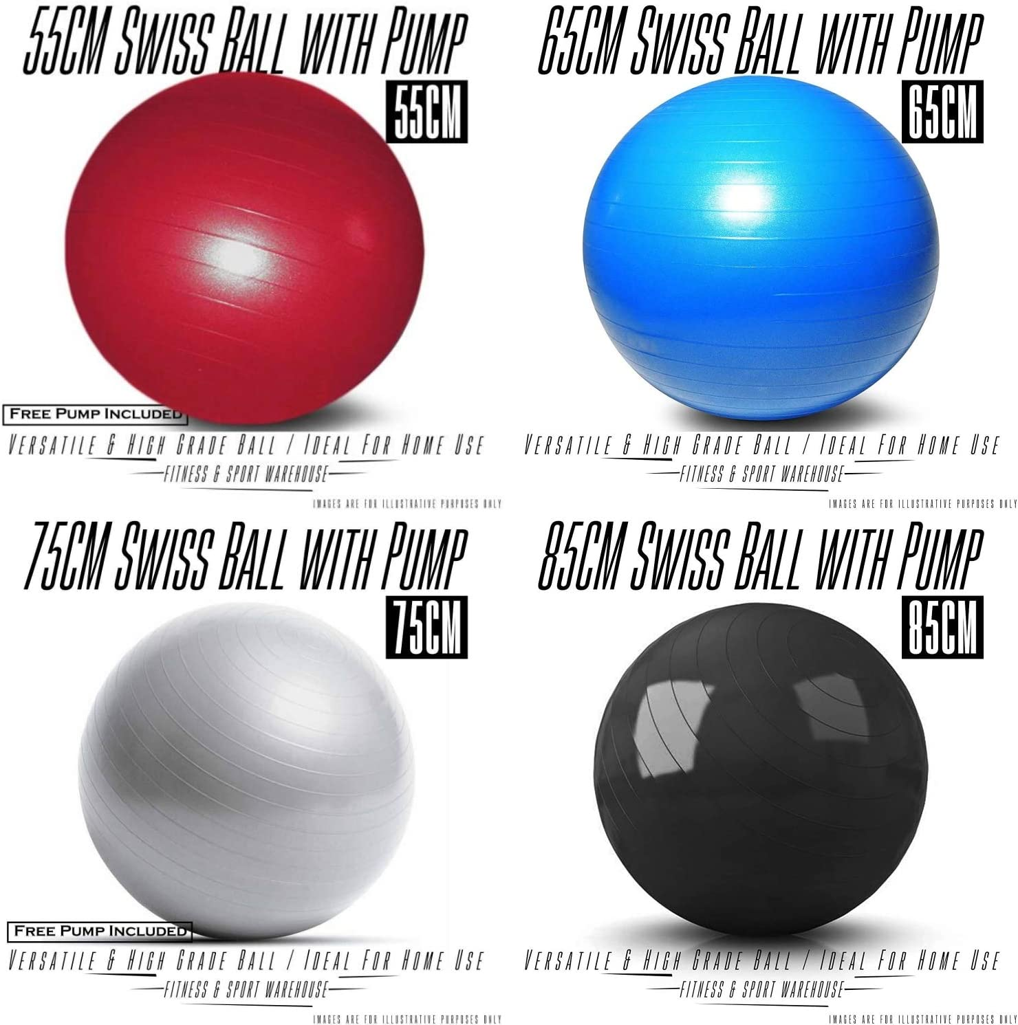 HCE Gym Ball, Balancing Yoga Ball Chair Stability Commercial Swiss Pilates Birthing Ball, Anti-Burst Heavy-Duty Extra Thick Exercise Ball - Slip-Resistant 300Lbs Home & Gym Workout - Free Pump image number 3