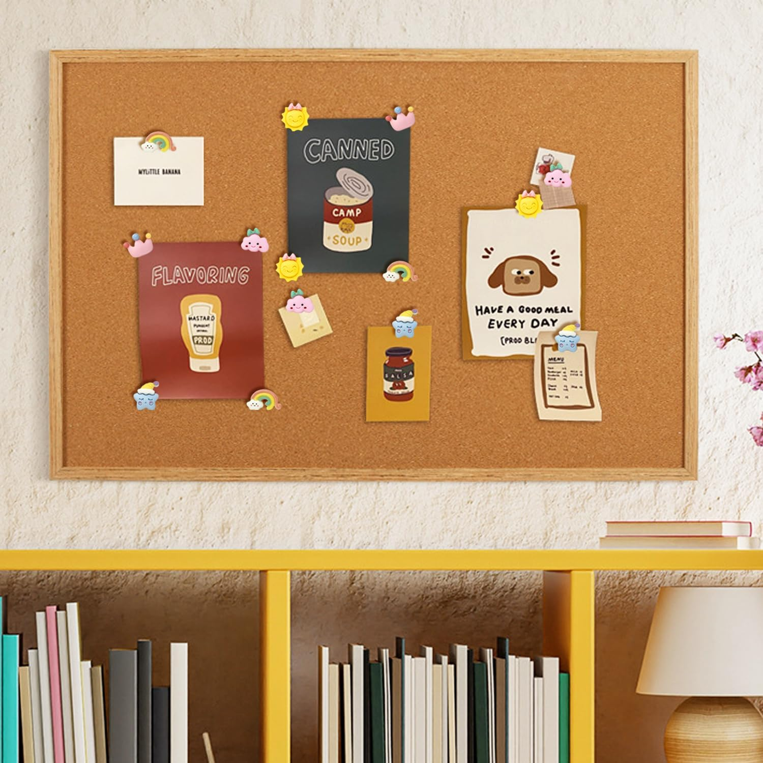 25 Pieces Cute Rainbow Sun Clouds Push Pins Decorative Push Pins Paper Note Memo Map Thumb Tacks Drawing Pins for Bulletin Board,Photos Wall,Office Supplies(Sun) - Plant image number 5