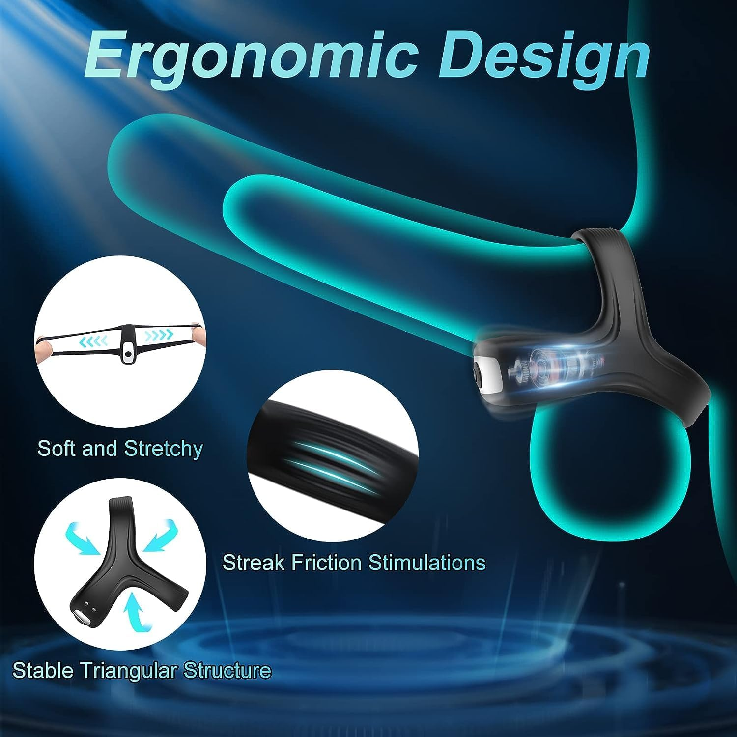 Vibrating Cock Ring Vibrator, 10 Vibration Modes, Silicone Stretchy Couples Vibrator Erection Enhance Delay Ejaculation Pleasure, Clitoral G Spot Vibrator Stimulator for Women, Rechargeable Adult Sex Toys image number 2