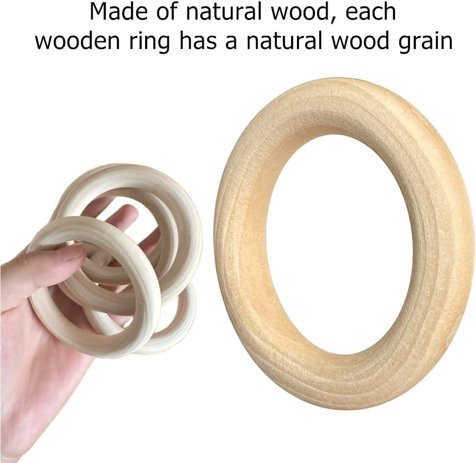Kastetards 16 PCS Unfinished Natural Solid Wooden Loops,Natural Wood Rings, Solid Wood Circles,A Smooth Wooden Ring for Pendant Connectors Jewelry Making Macrame DIY Crafting image number 6