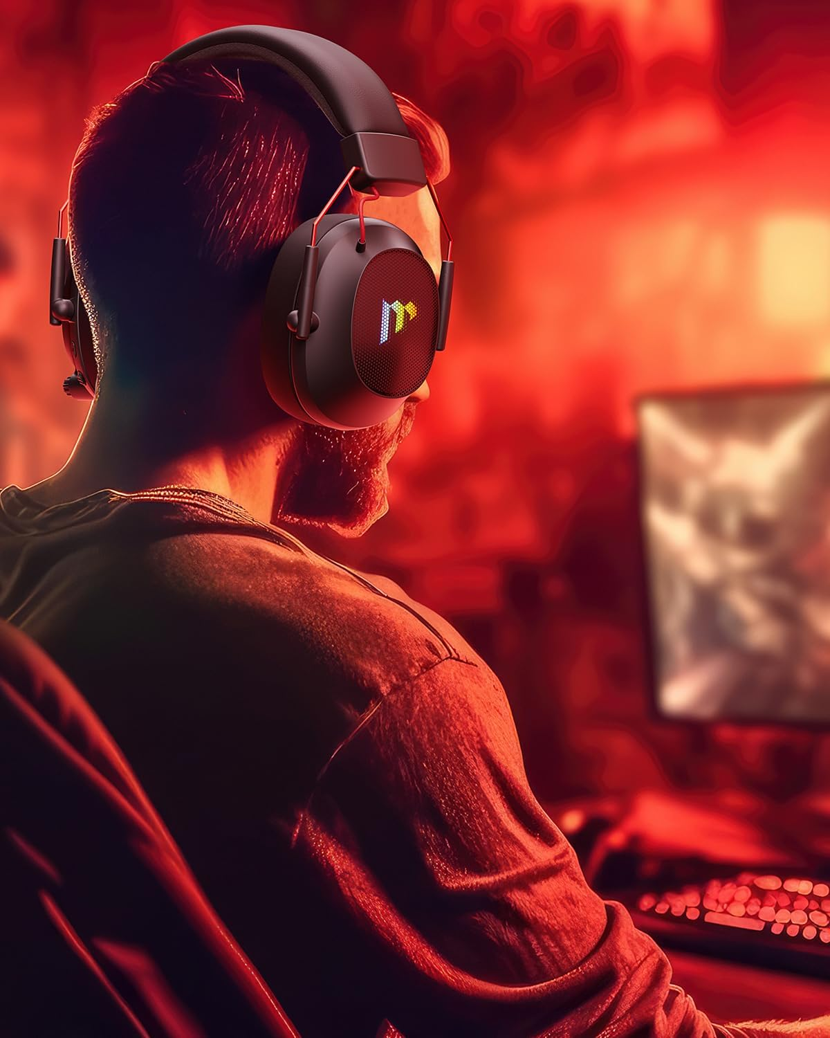 Mytrix 2.4Ghz Wireless Gaming Headset with Noise Cancelling Detachable Mic for Pc/Ps5/Ps4/Switch/Mac,Foldable Bluetooth Headphones with RGB Light, 3.5Mm Over-Ear Headsets,Stereo Surround Sound Black image number 2