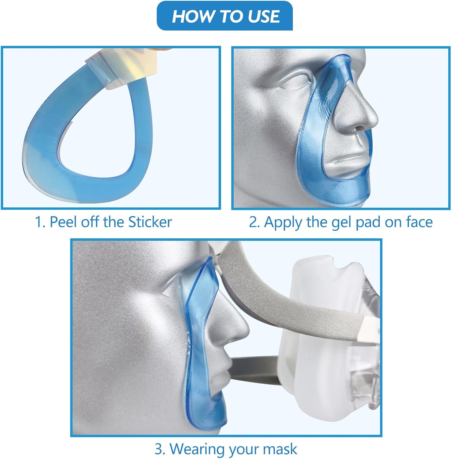 Upgrade CPAP Nose Pads Mask Liners for CPAP Full Face Mask Bipap Nasal Gel Pads for Sleep Apnea Users 2 Packs CPAP Supplies Full Face Mask Nose Gel Pads &ndash; Standard image number 5