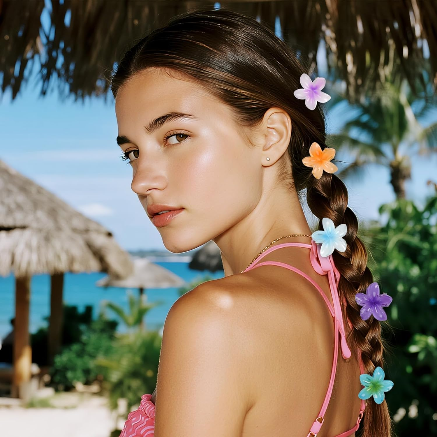 Pack of 12 Small Flower Hair Clips, Plastic Small Gripper Hair Clips, 1.3 X 1.5 Cm Flowers Mini Hair Clips, Non-Slip Colourful Cute Colours Hair Clip, for Baby Women Girls Hair Styling Accessories