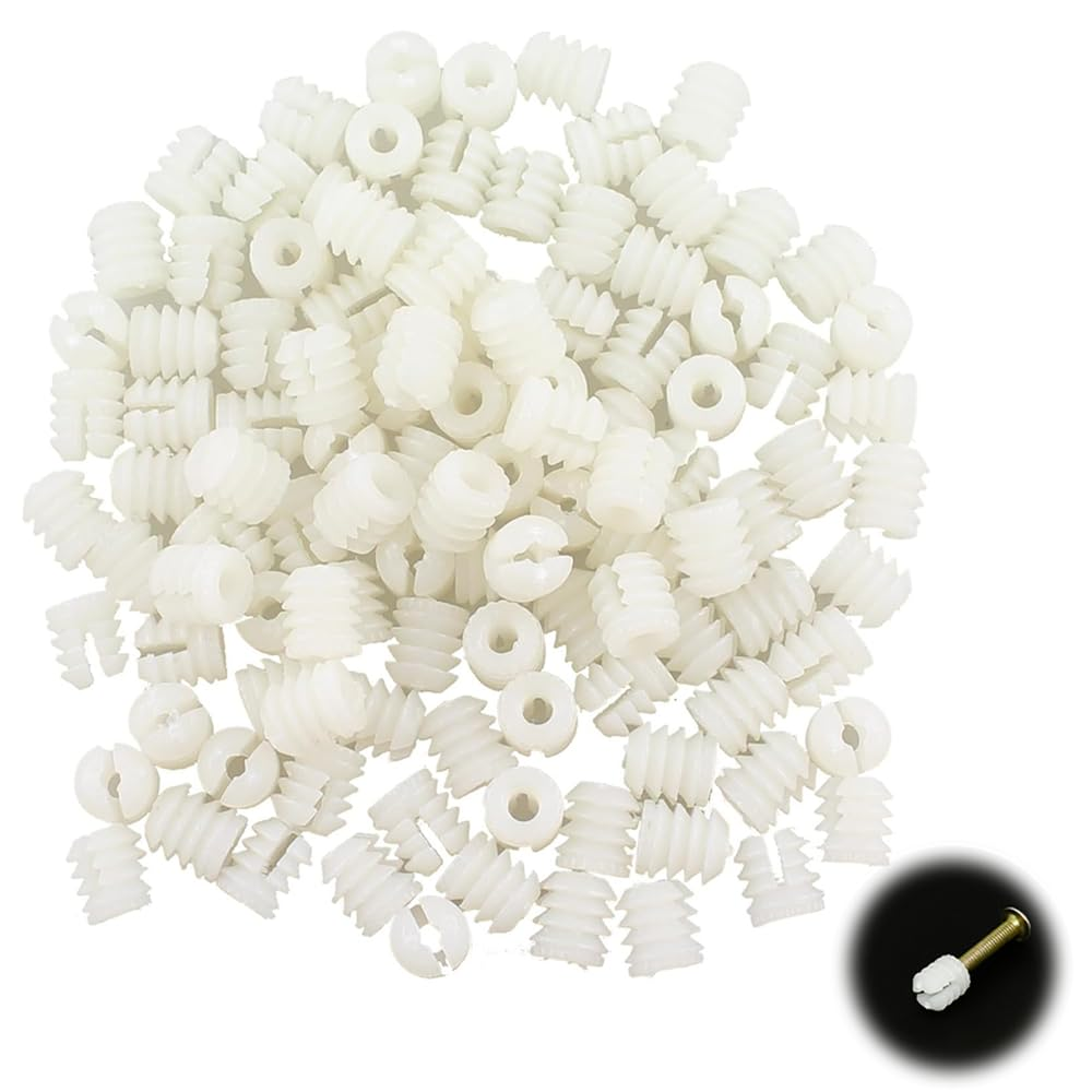 NYGHMY 110 Pcs Hinge Expansion Dowels (0.34X0.38 Inch), Plastic Expansion Dowels, White Hinge Dowel Inserts Accessories for Cabinet Wardrobe Dresser Panel Connection image number 3