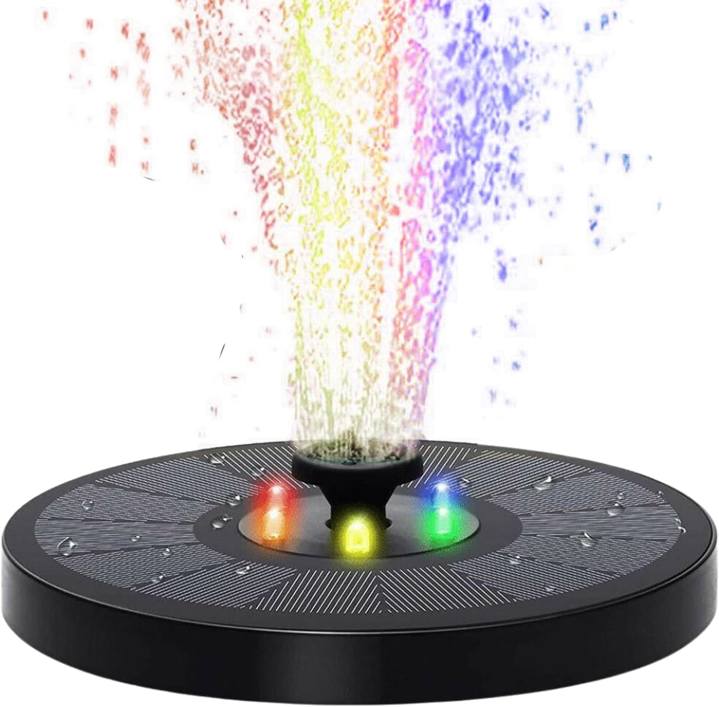 Leona Co LED Solar Fountain Pump Bird Bath, 3W Floating Water Fountain Pump with Color Led Lights for Outdoor, Garden, Fish Tank, Pond, Pool image number 1