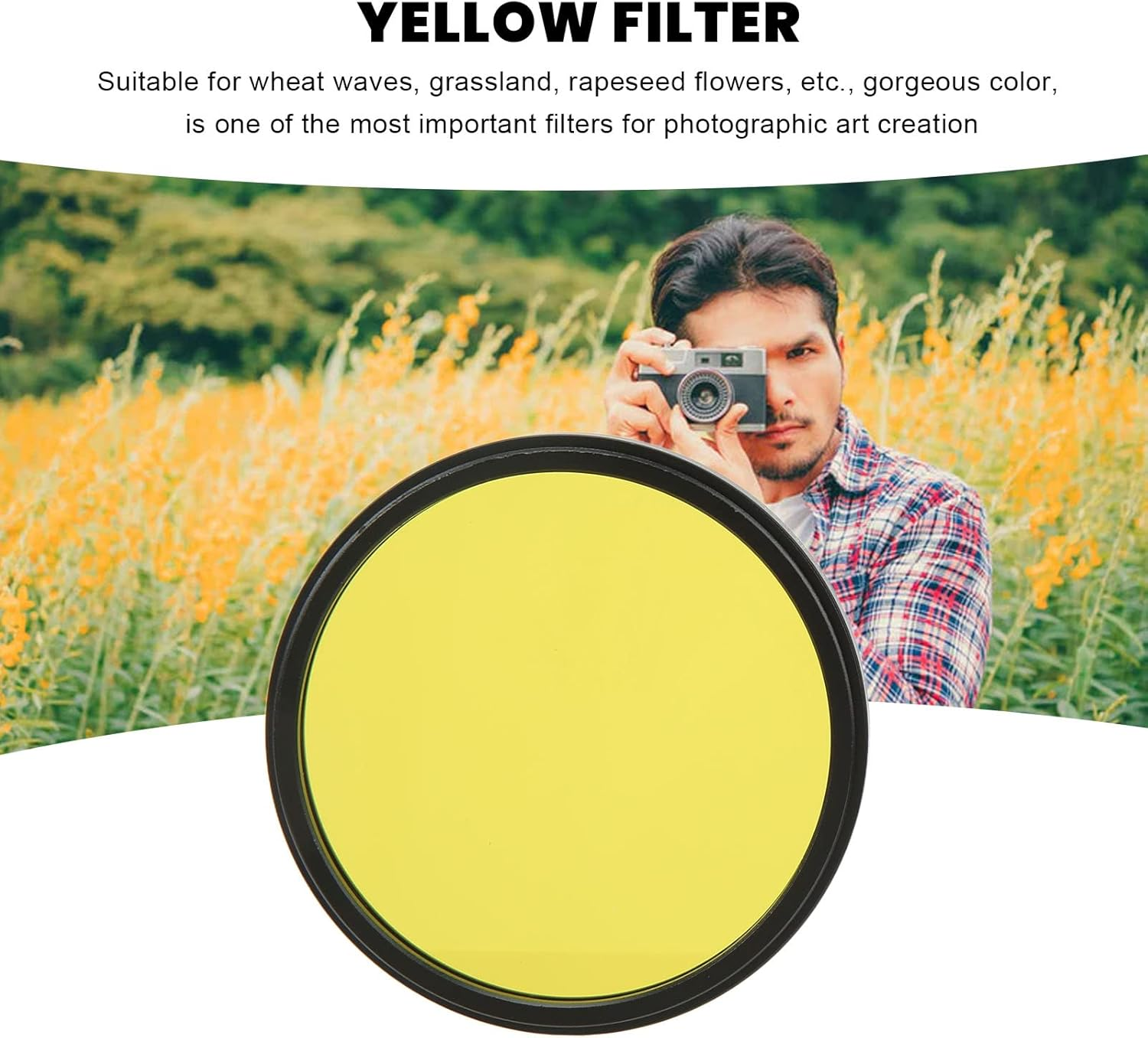 Cryfokt 55Mm Premium Full Color Lens Filter for Camera High Definition Photograph Filter with Storage Box (Yellow) - Fld image number 5