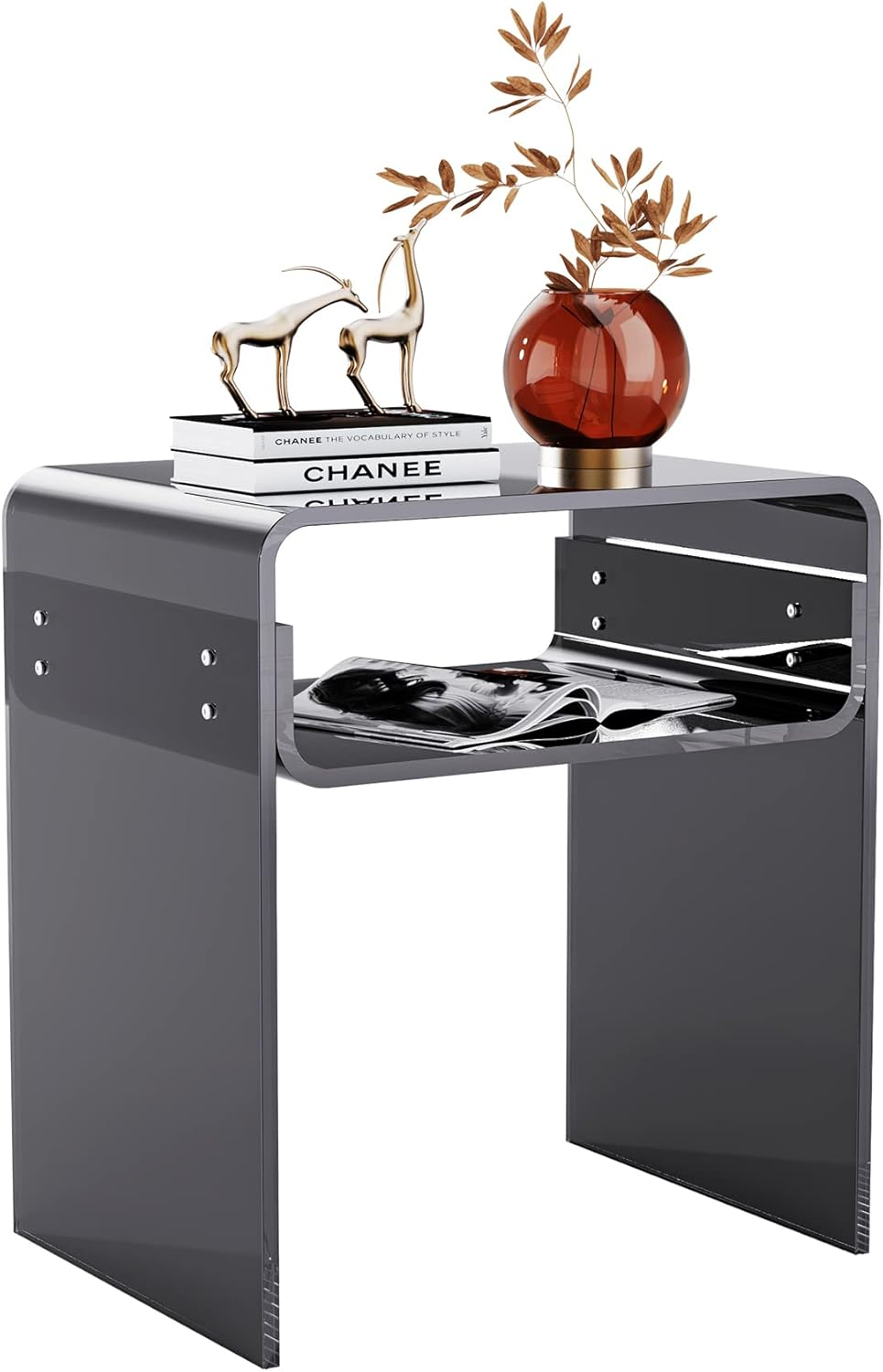 Solaround Acrylic Side Table, Clear Bedside Table for Bedroom Living Room, 40 X 30 X 50 Cm (Pink)