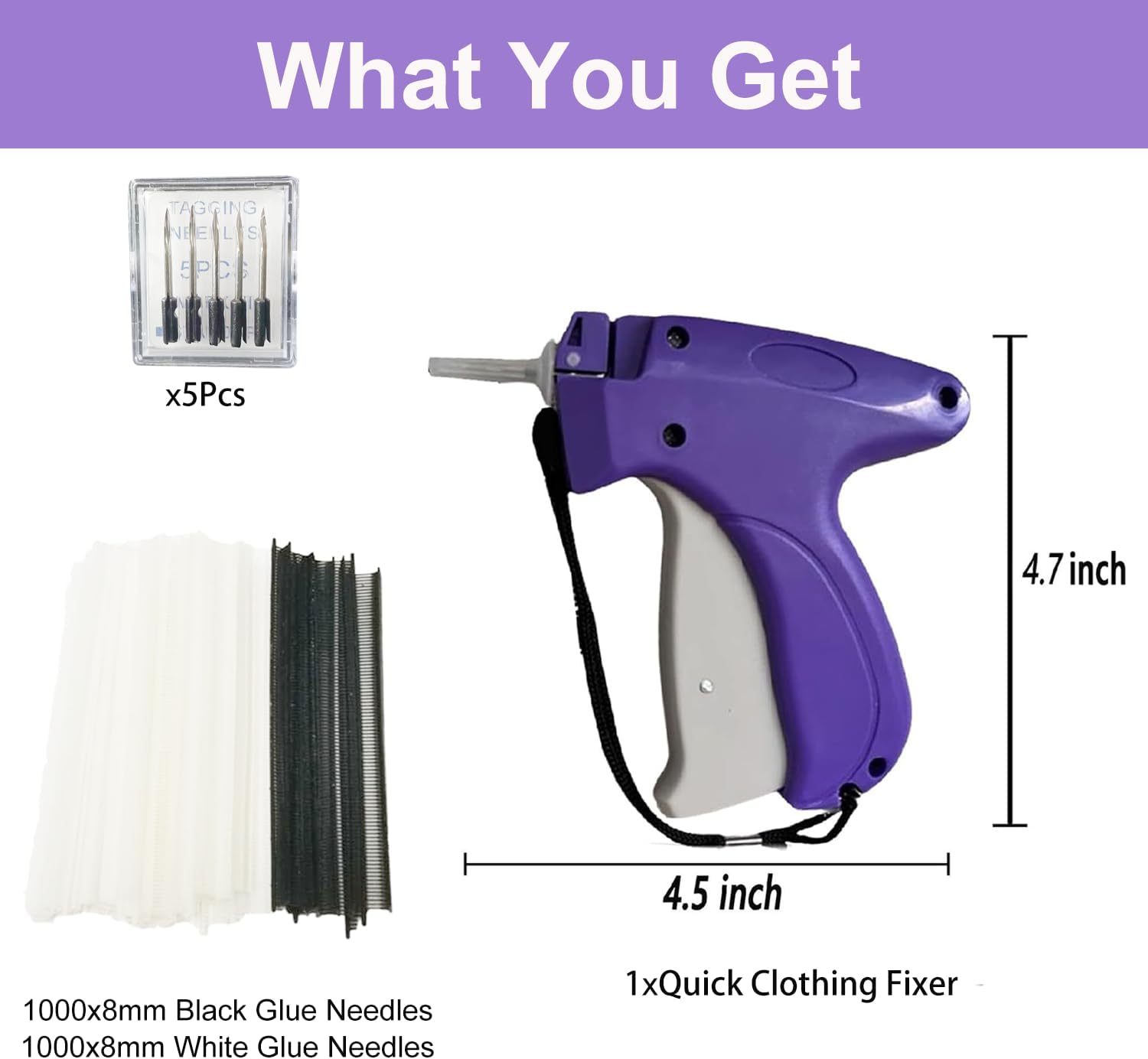 Mini Stitch Hemming Gun for Clothes - Quick Clothing Fixer with 5 Needles & 4000 Micro Fasteners (2000 Black & 2000 White) - Handheld Sewing Tool for Instant Fabric Repair image number 2