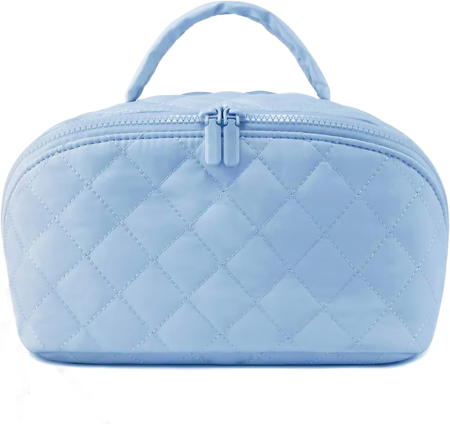 SZMDLX Waterproof Makeup Bag & Makeup Organizer - Travel Toiletry Bag, 180&deg; Lay-Flat Large Cosmetic Case, Puffy Padded Travel Organizer for Brushes & Cosmetics, Perfect Gifts for Women and Men（Pink）