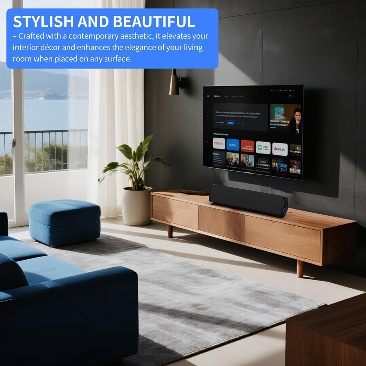 Sound Bar for Smart TV, Surround Sound System for Tvs &ndash; 50W Bluetooth Soundbar with Bluetooth, ARC, Optical, and AUX Connectivity, Remote Control, Wall-Mountable, Compatible with TV, PC, and Phone image number 2