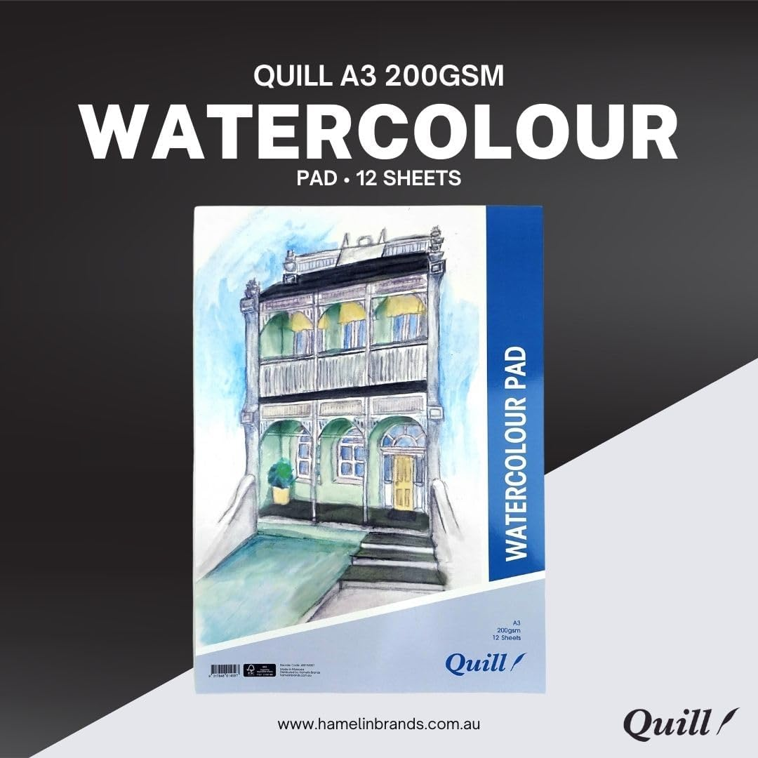 Quill A3 Watercolour Pad, 200Gsm, 12 Sheets, Portrait Orientation image number 4