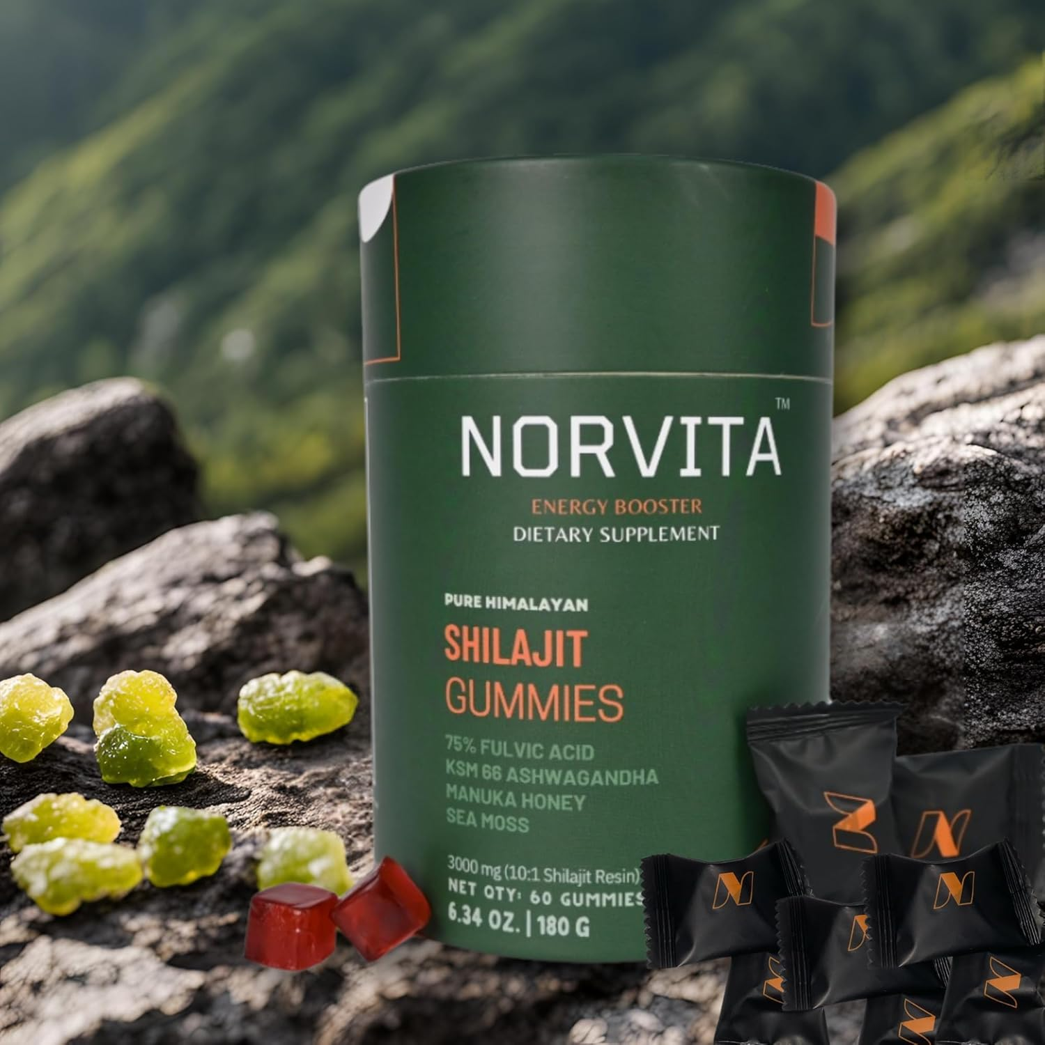 Pure Himalayan Shilajit Gummies Gold with Ashwagandha| Manuka Honey| Sea Moss| Black Seed Oil| Fulvic Acid & 85+ Trace Mineralsi Prenatal Vitamins for Men & Women