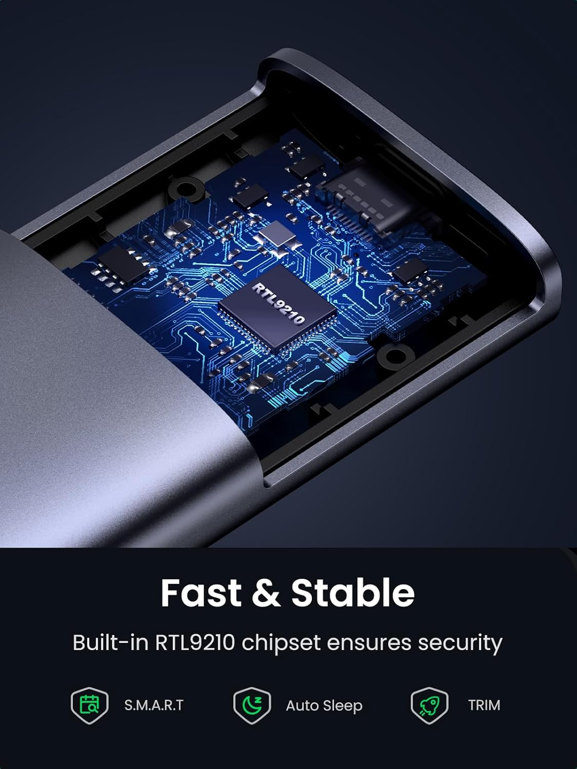 UGREEN M.2 Nvme Enclosure 10Gbps USB C 3.2 Gen 2 for M and M&B Key Aluminum Pcie Adapter Solid State Drive External Reader Support UASP & Trim in Size 2230/2242 /2260/2280 image number 5