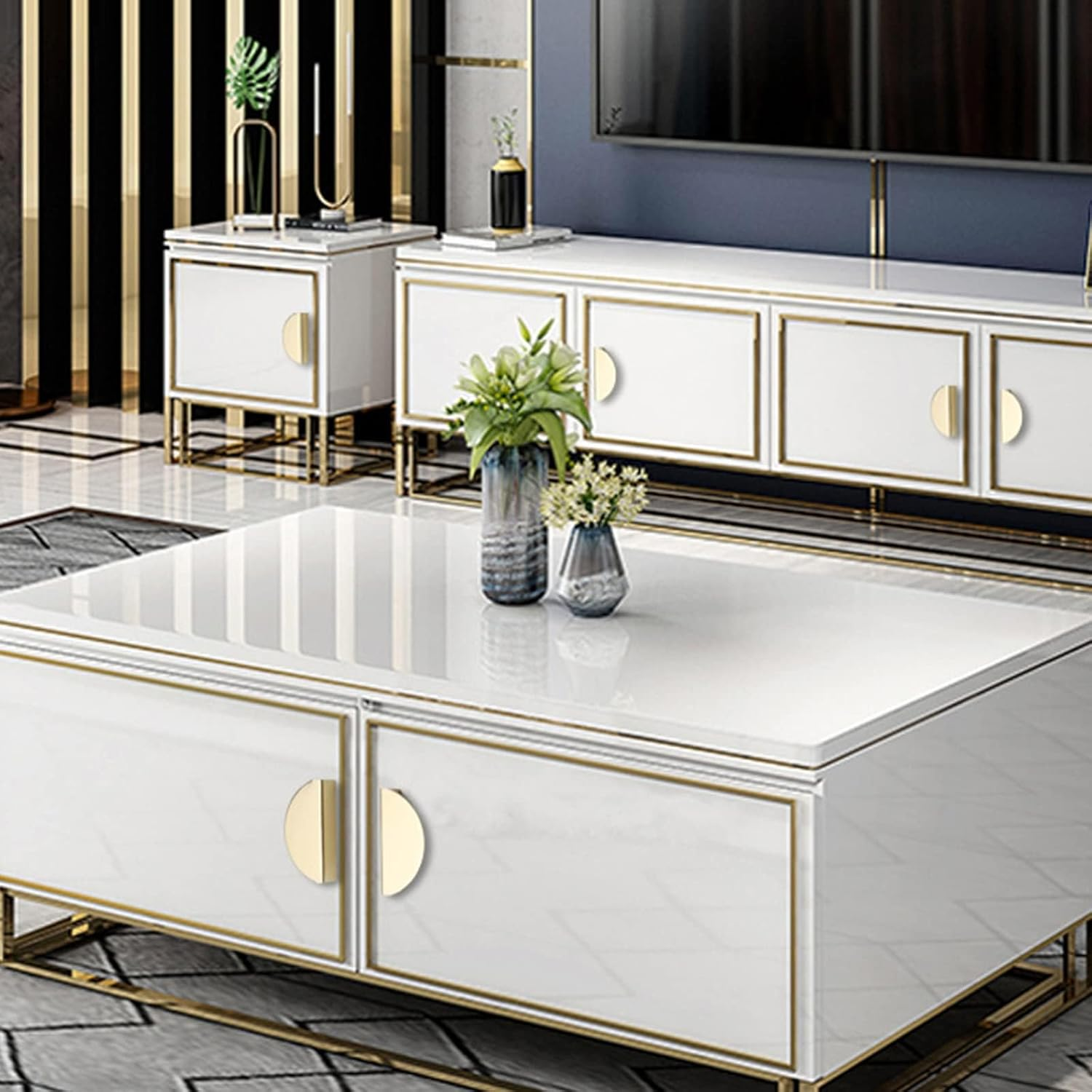 10 Pack Semicircle Cabinet Pulls Handles, Hole Centers 2.5 Inch(64Mm), Brass Half Circle Moon Drawer Pulls for Kitchen Cabinets Cupboard Dresser Knobs with Screws (Gold) image number 3