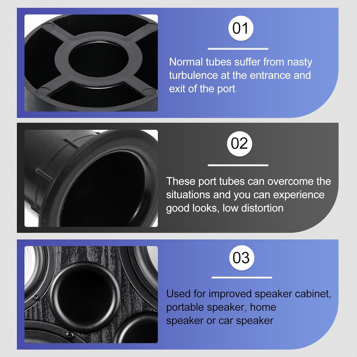 HOMSFOU 8Pcs Speaker Port Tubes for Woofer Box Bass Reflex Subwoofer Cabinet Audio Speaker Accessories with Easy Installation and Noise-Reducing Polished Surface for DIY Sound Projects image number 2