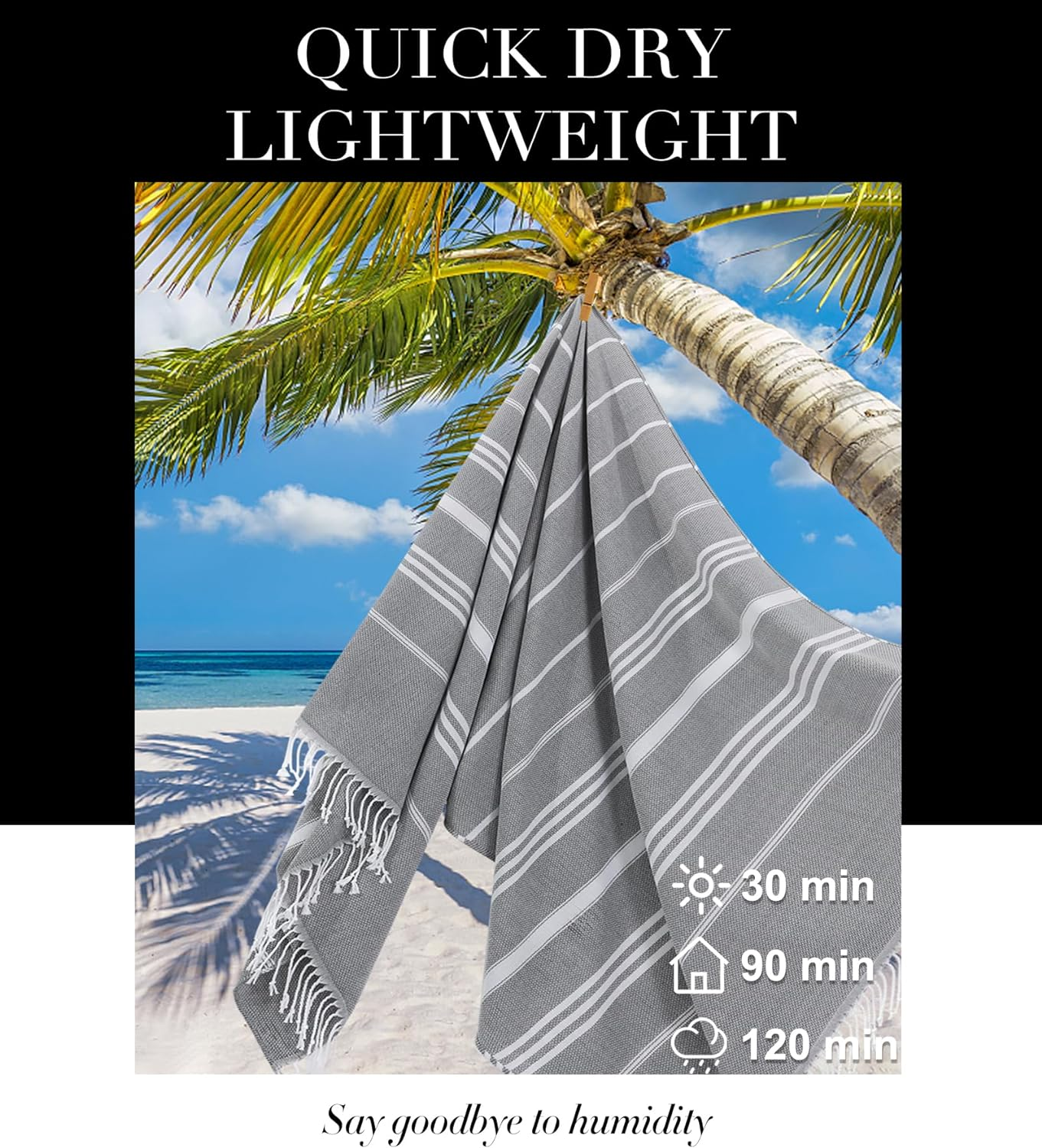 Giant Turkish Beach Towel Blanket Extra Large Boho Throw Blanket Jumbo Fast Drying Soft Thin Sandless Compact Oversized No Sand Repellent anti Resistant Repels Sandfree Chamois Women Men Adult Gifts image number 6