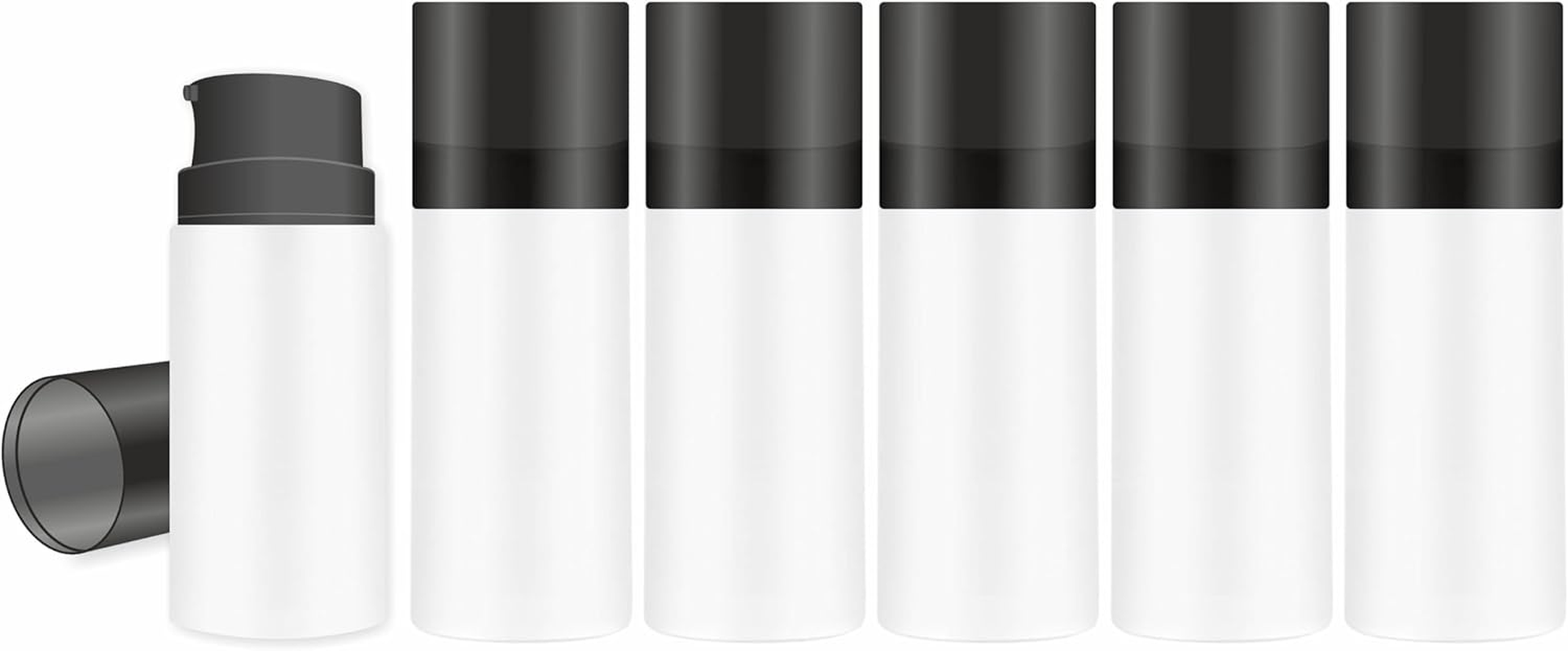MYOC White Airless Bottle Set with Black Pump| 4 Bottles | 15Ml | Leak-Proof & Precise Dispensing | Ideal for DIY Beauty & Skincare