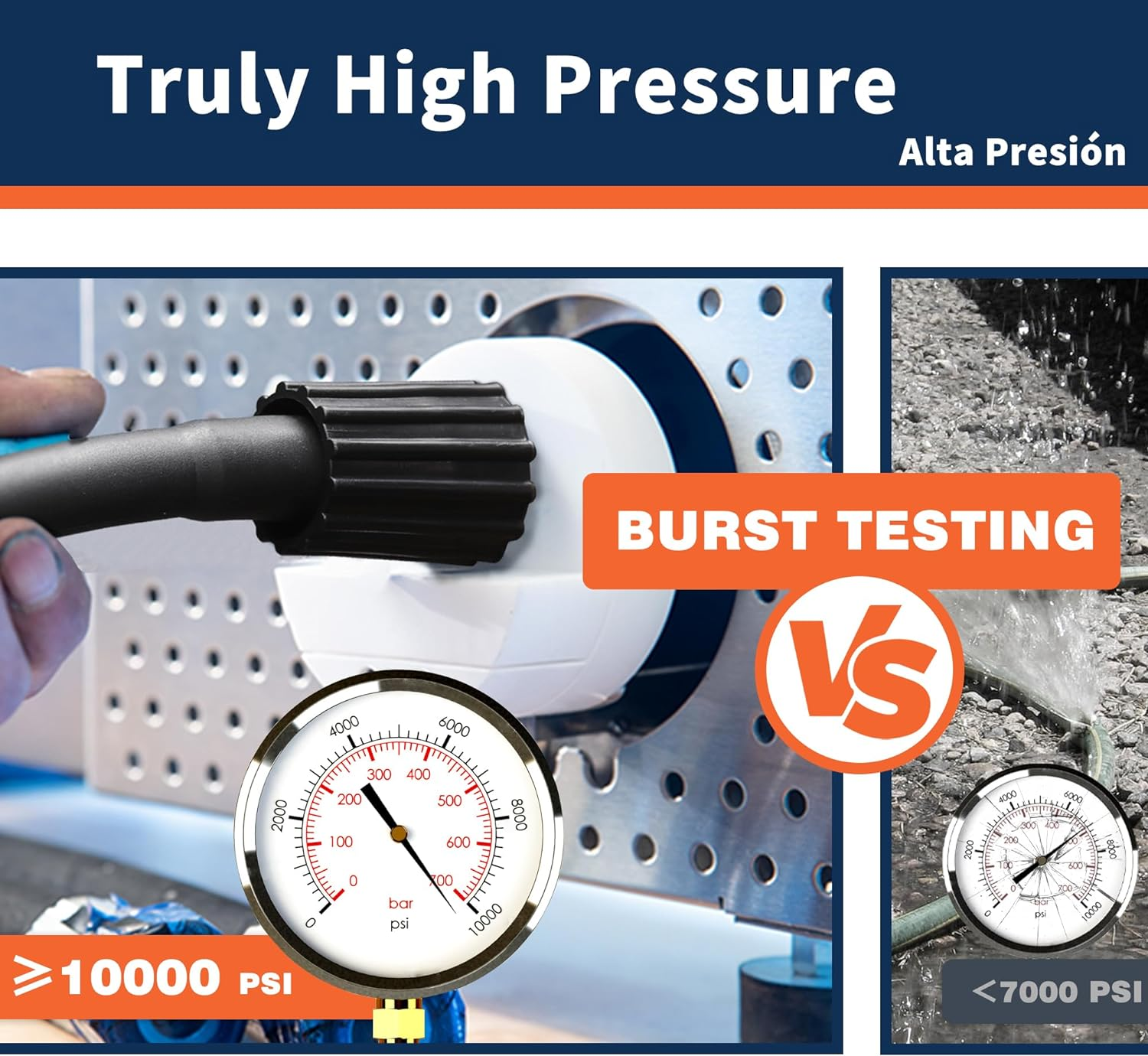 1/4" Pressure Washer Hose 25FT M22-14,3600Psi,Quick Connect,360&deg; Swivel,Kink-Resistant,Suit for Main Pressure Washer,Black image number 2