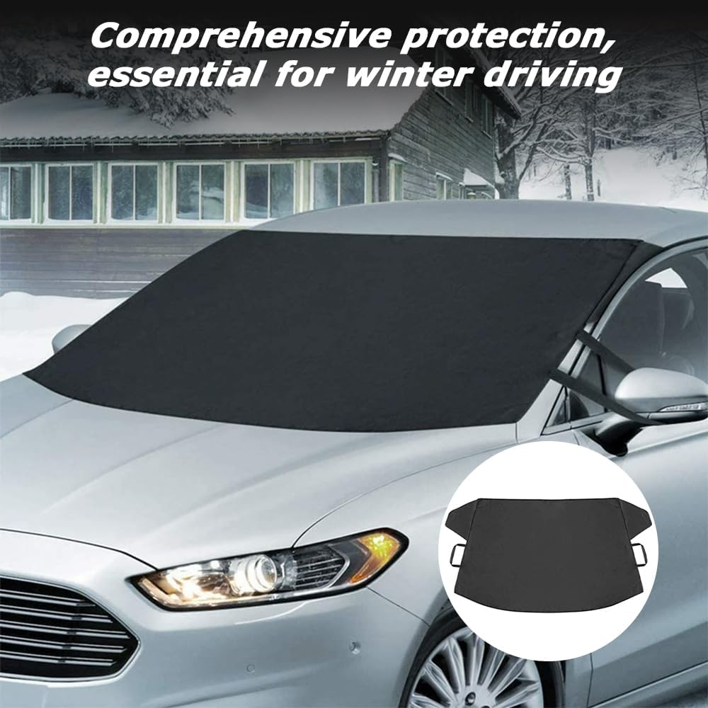 MOTRAIN Car Windshield Snow Cover 4 Layers Waterproof Car Windshield Protector for Winter & Summer Auto Sunshade Universal Fit for Truck SUV Van Accessories (86.6X55.1Inch, Magnets) image number 6