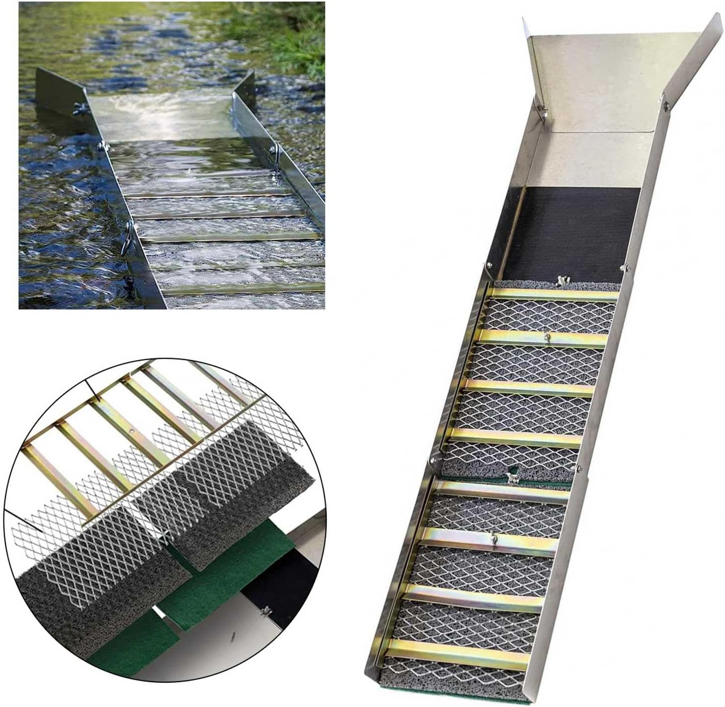 Bewinner Folding Aluminum Alloy Sluice Box, Portable Gold Prospecting Equipment, Gold Panning Kit for Gold Mining for River, Creek, Gold Panning, Prospecting, Dredging image number 5