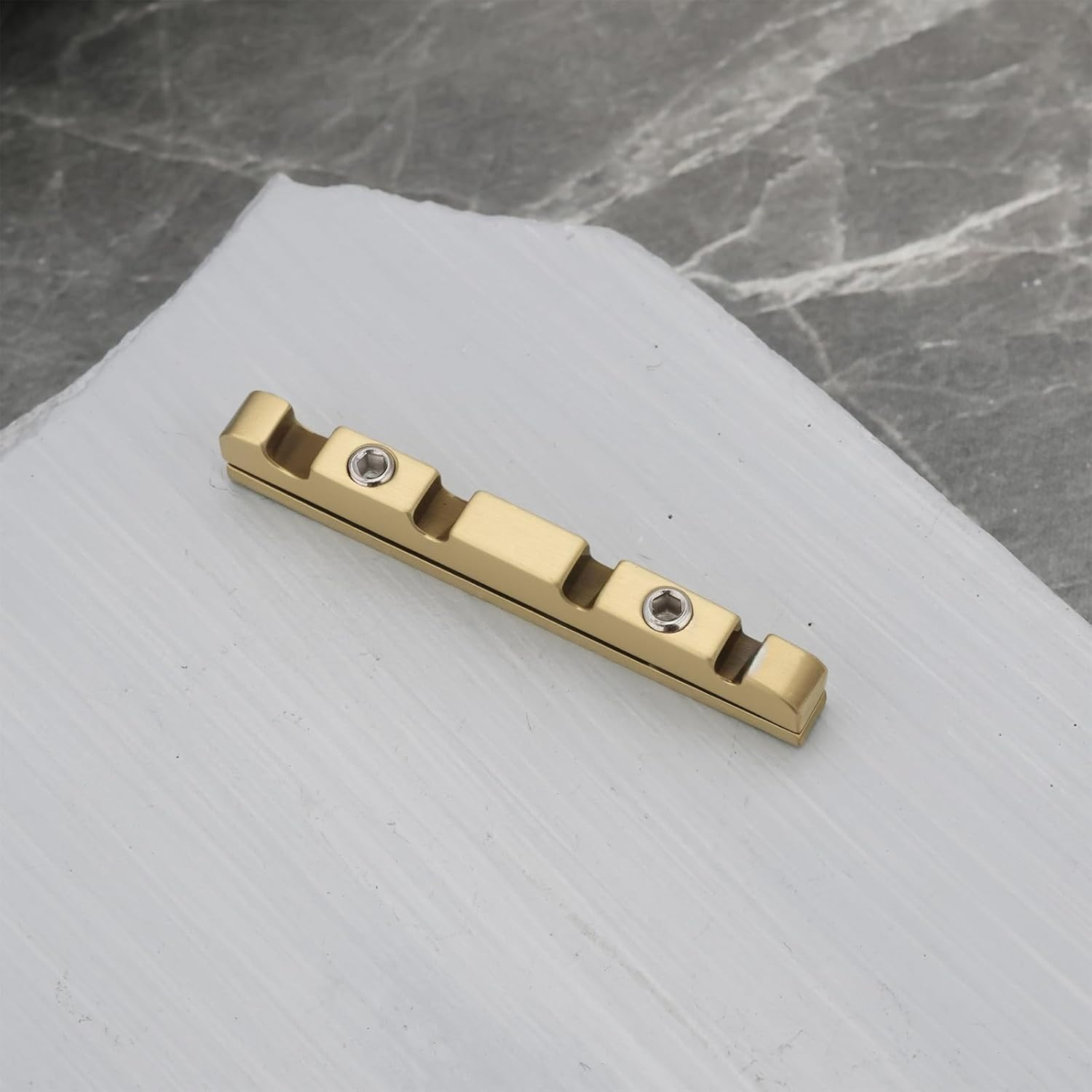 1Pc 4 String Bass Guitar Nut 38Mm Adjustable Height Bell Brass Nut Split Regulation Bass Guitar Nut for Jazz Bass 38 X3.5Mm