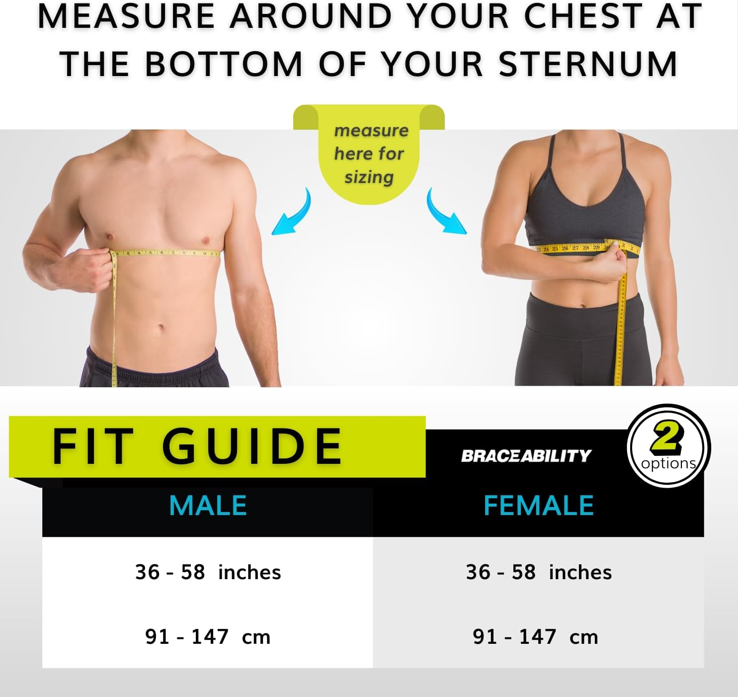 Braceability Rib Injury Binder Belt | Women'S Rib Cage Protector Wrap for Sore or Bruised Ribs Support, Sternum Injuries, Pulled Muscle Pain and Strain Treatment (Female - Fits 34&rdquo;-60&rdquo; Chest) image number 3