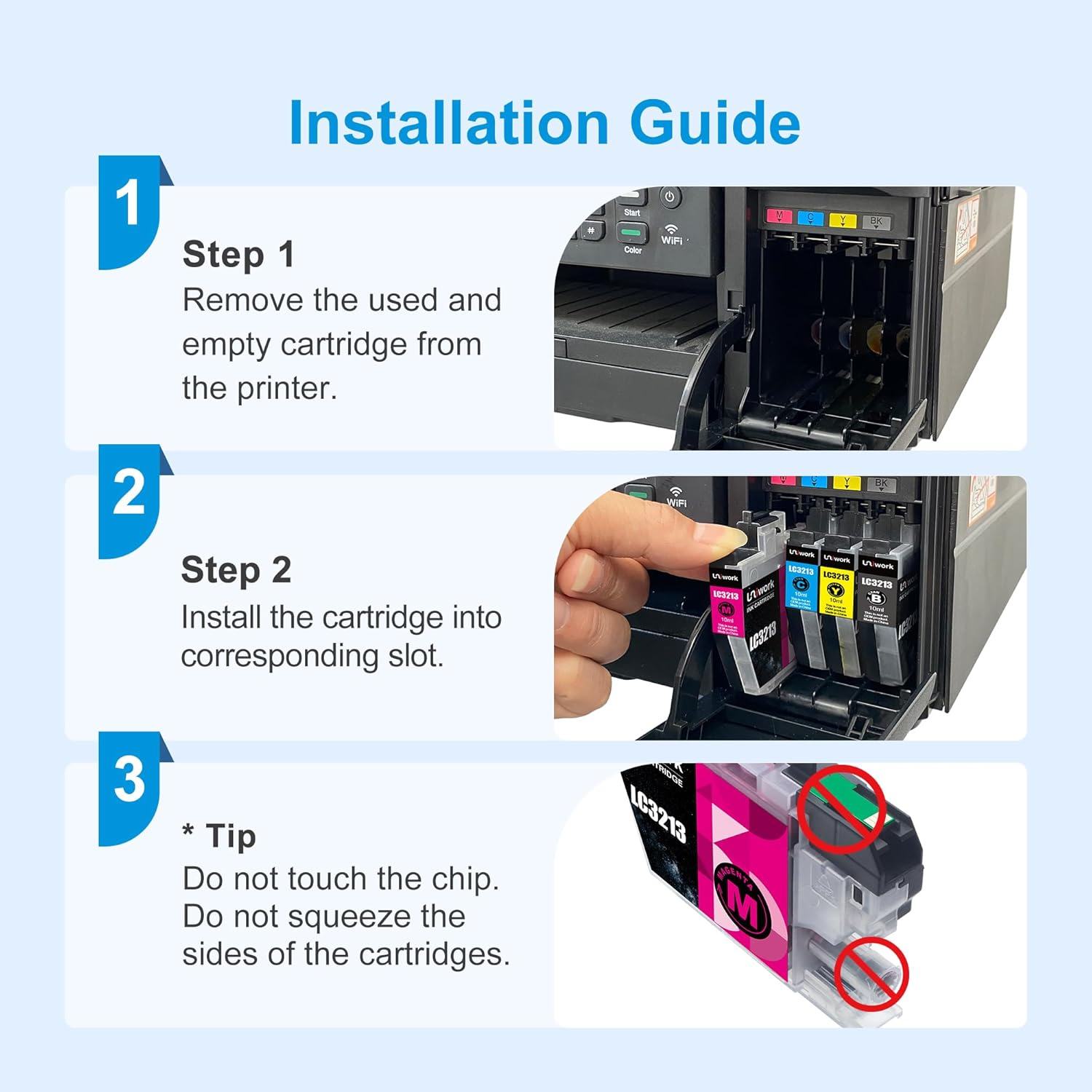 Uniwork LC3213 Printer Cartridges Compatible with Brother LC3213 LC-3213 for Brother MFC-J491DW MFC-J497DW Dcp-J572Dw MFC-J890DW MFC-J895DW DCP-J772DW DCP-J774DW (Black, Cyan, Magenta, Yellow) image number 2