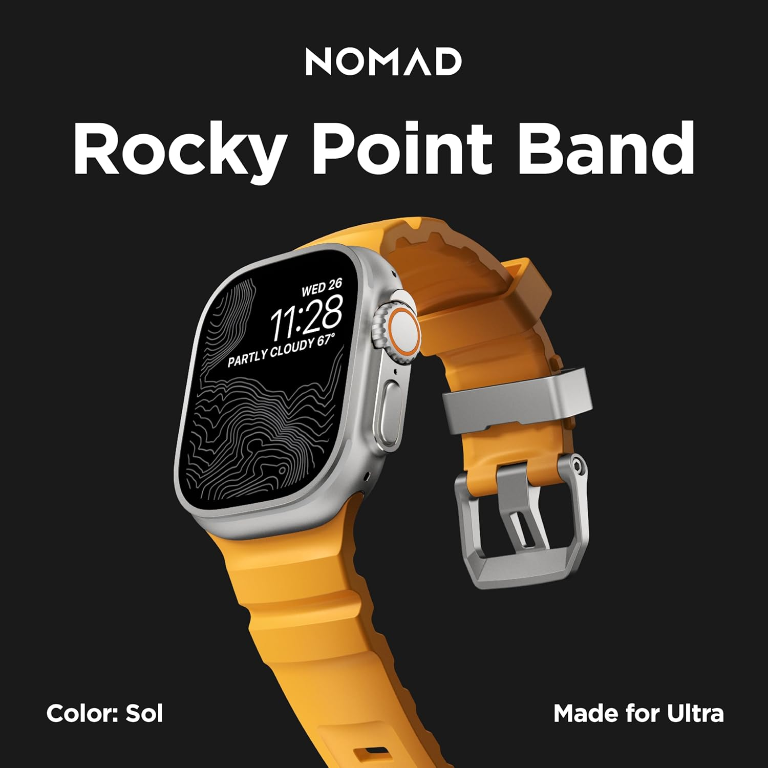 NOMAD Apple Watch Sport Band Rocky Point Apple Watch Band with Titanium Hardware, Adventurous Rugged Apple Watch Band for Men and Women - Apple Watch Ultra Band - Atlantic/Black Hardware image number 7