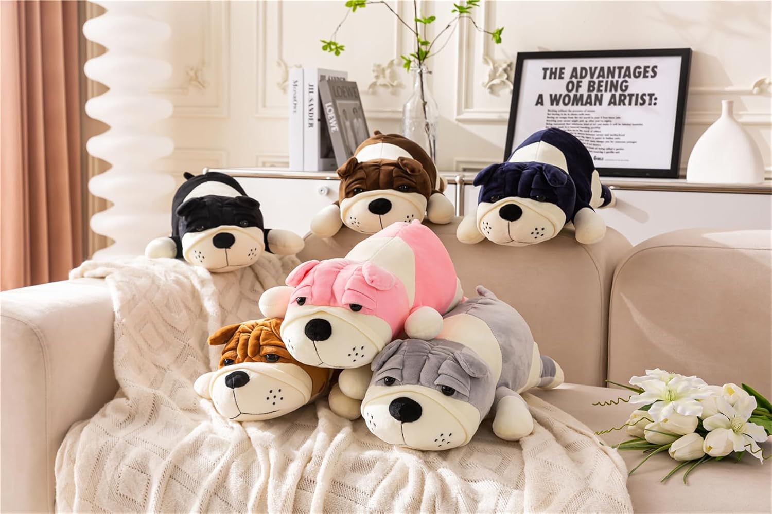 Rniuc French Bulldog Plush Toy Stuffed Animal Pillow Plush-Animal-Pillow 17.7In/45Cm Yellow image number 5