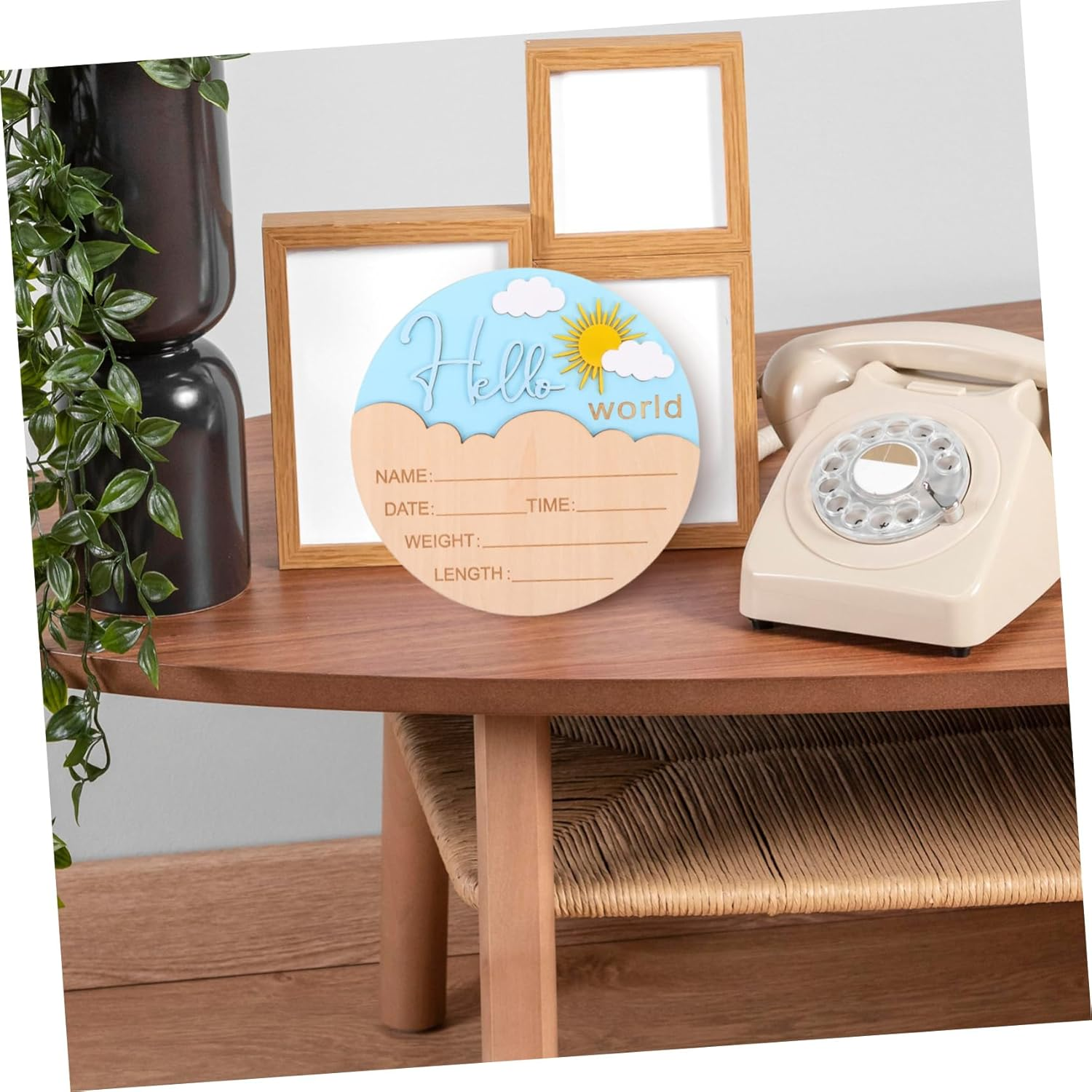 LIFKOME Newborn Announcement Sign round Wooden Plaque for Photo Props Unisex Birth Name Board Durable Hospital Nursery Decor Timeless Keepsake for Capturing Arrival image number 1