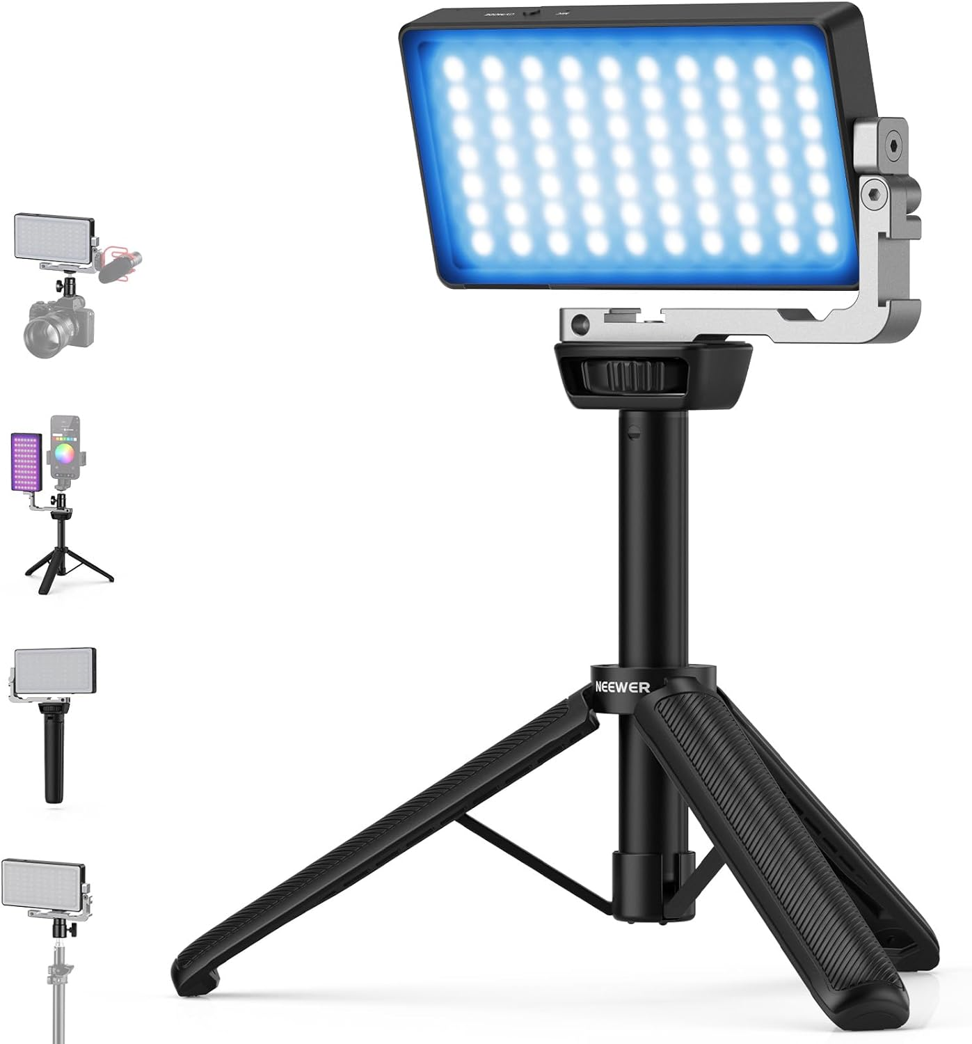 NEEWER 12W RGB Video Light, on Camera LED Panel Key Lighting for Streaming Selfie, 2500K-10000K CRI97+ App/2.4G Control 4300Mah Battery Desk Tripod Stand for Vlogging Video Recording Podcast, SL90 image number 6