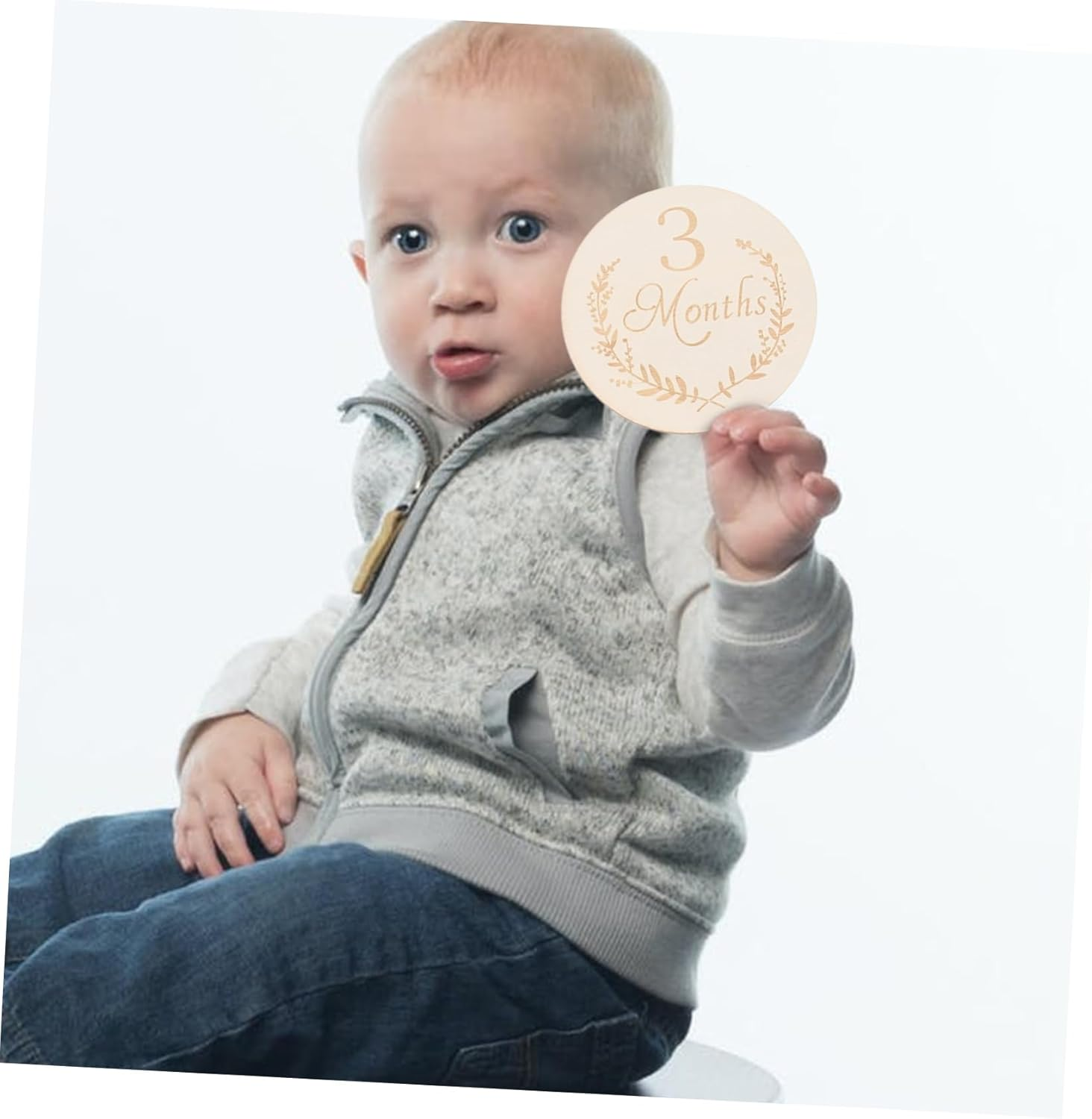 JEWEDECO 13Pcs Monthly Cards Wooden Slices Photo Props Natural Discs for Newborn Milestone Photography Durable Lightweight Commemorative Decoration image number 5