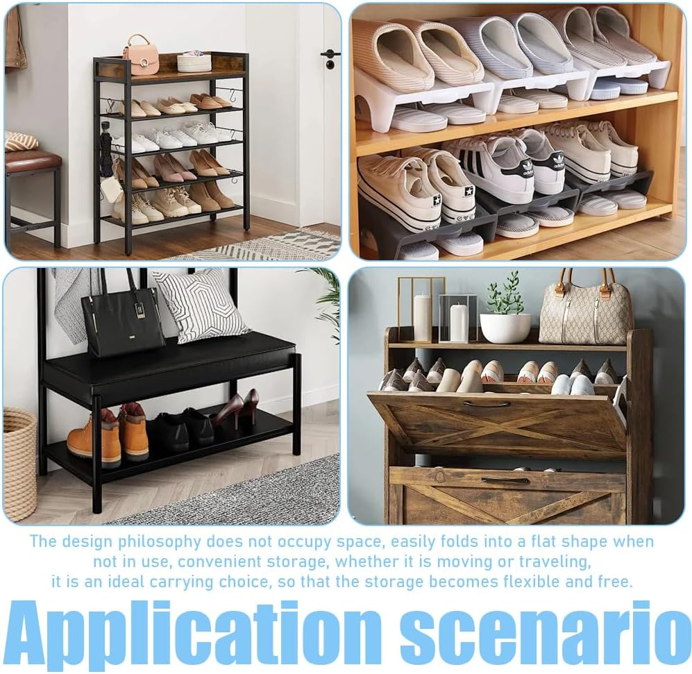 12 Pack Separable Shoe Rack, Adjustable Shoe Stacker, Portable Shoe Slots Organizer, Shoe Stacker Holder Storage, Suitable for Closet Organization (27.2*10*12 CM, Clear） image number 2