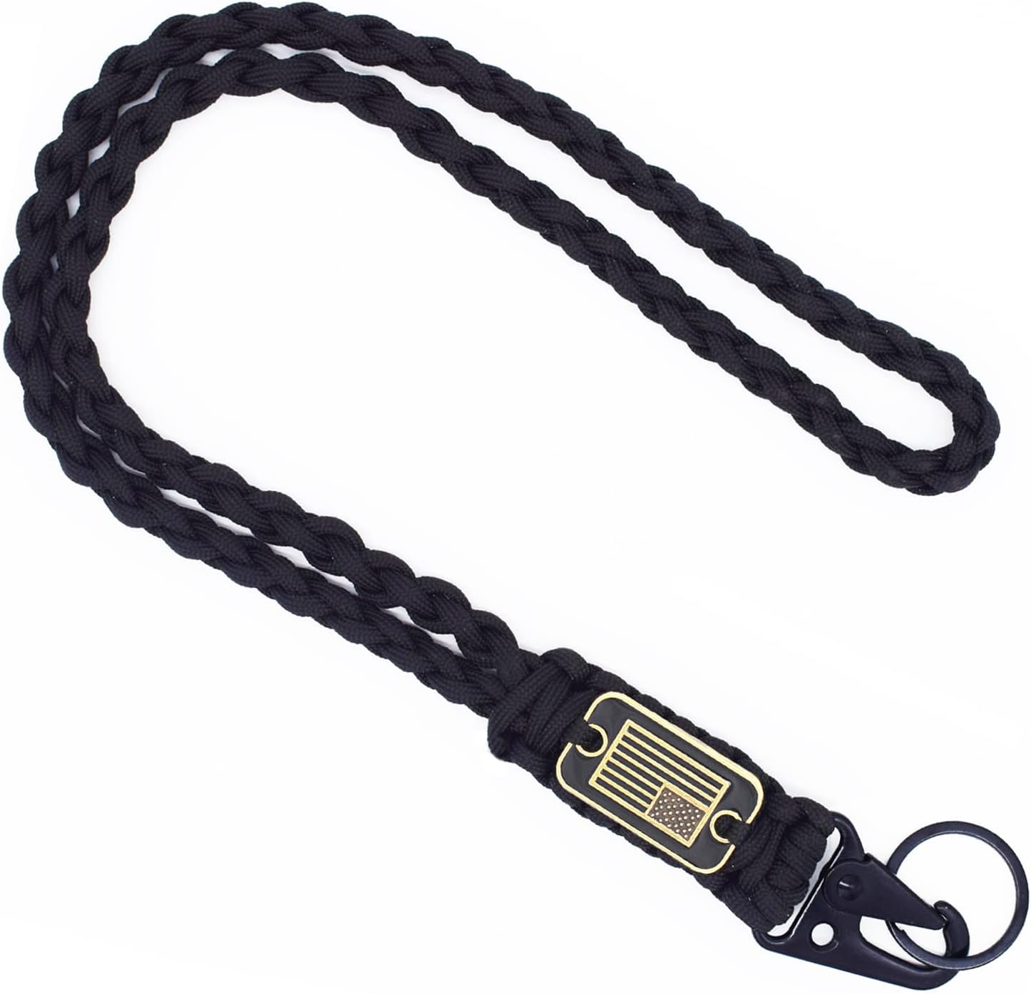 Heavy Duty Braided Paracord Lanyard Keychain with USA Flag, Parachute Rope Necklace Keychains, Braided Strong Lanyard image number 3