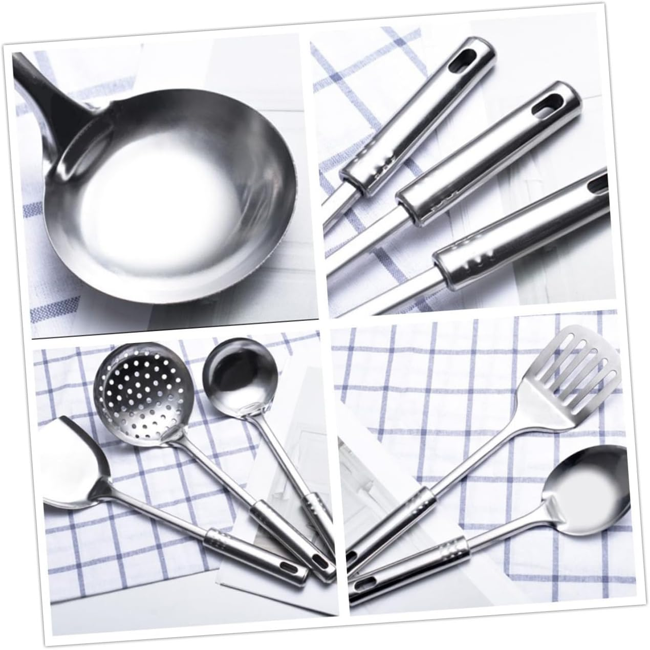 VINTORKY 5 Pcs Cooking Tools Chef Utensils Stainless Steel Cookware Metal Spatula Metal Spoons Stainless Steel Scoop Stainless Steel Cooking Utensils Metal Cooking Utensils Ladle Anti-Scald image number 2