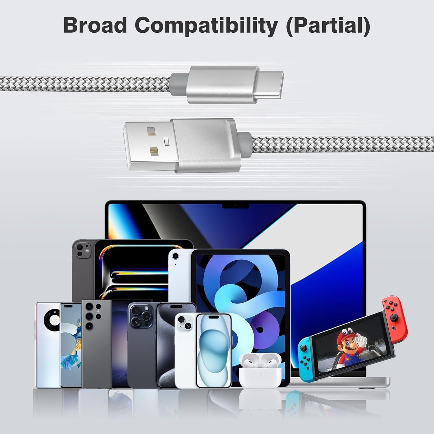 Elebase for Iphone 16 15 Pro Max Charger Cable 3Pack 0.5/1/2/M,USB to USB C Car Charging Cord for New Apple 16 15 Plus,Airpods 4 4Th Gen,Samsung Galaxy S25 S24 S23 Ultra Note 20,Tab A7,A54 A53 Type-C - Black image number 6