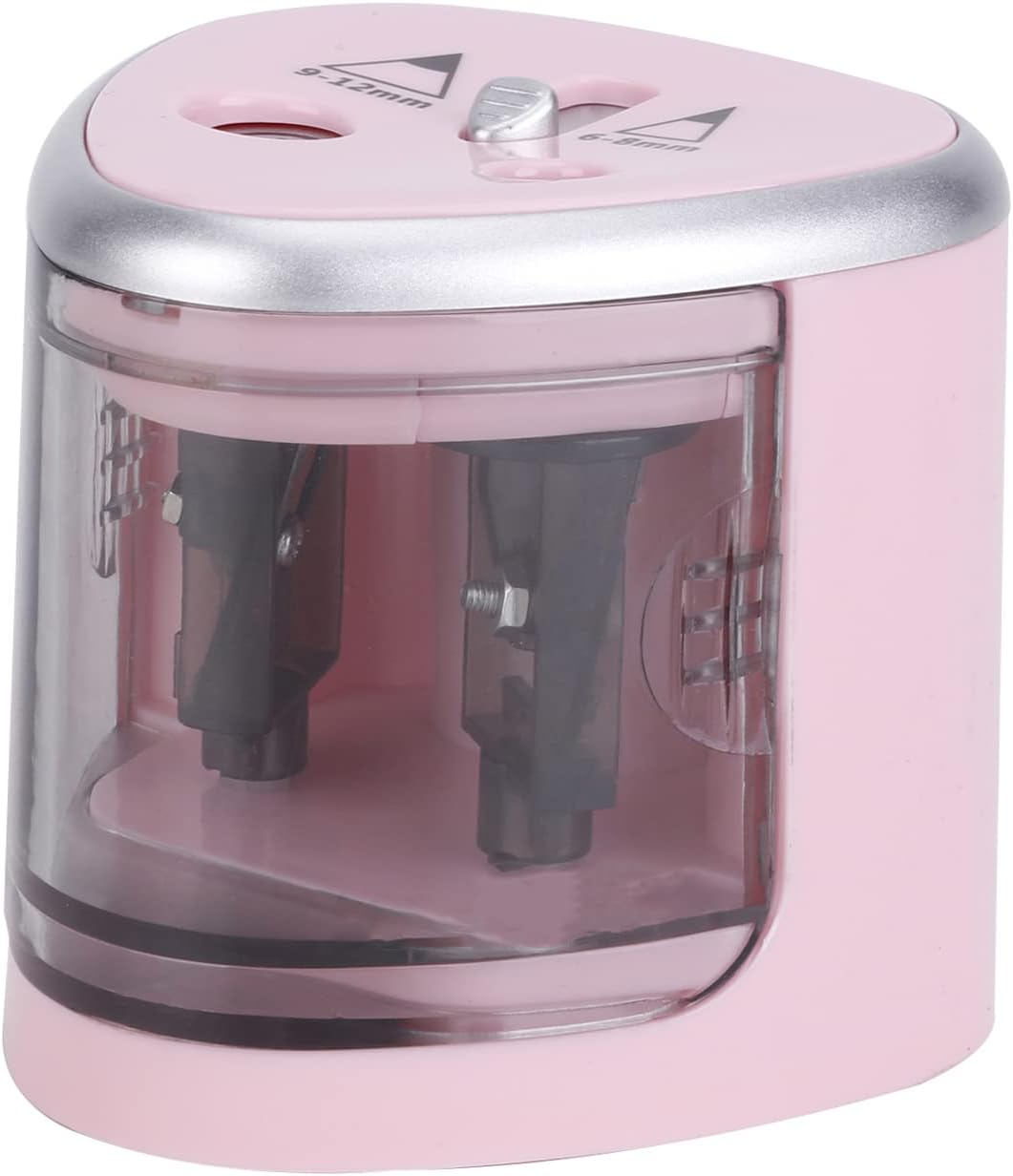 Eacam 2 Holes Electric Pencil Sharpener Multi-Functional Automatic Electric Pencil Sharpener for Home School Student, Auto Pencil Sharpener 2 Holes (6-8Mm / 9-12Mm)