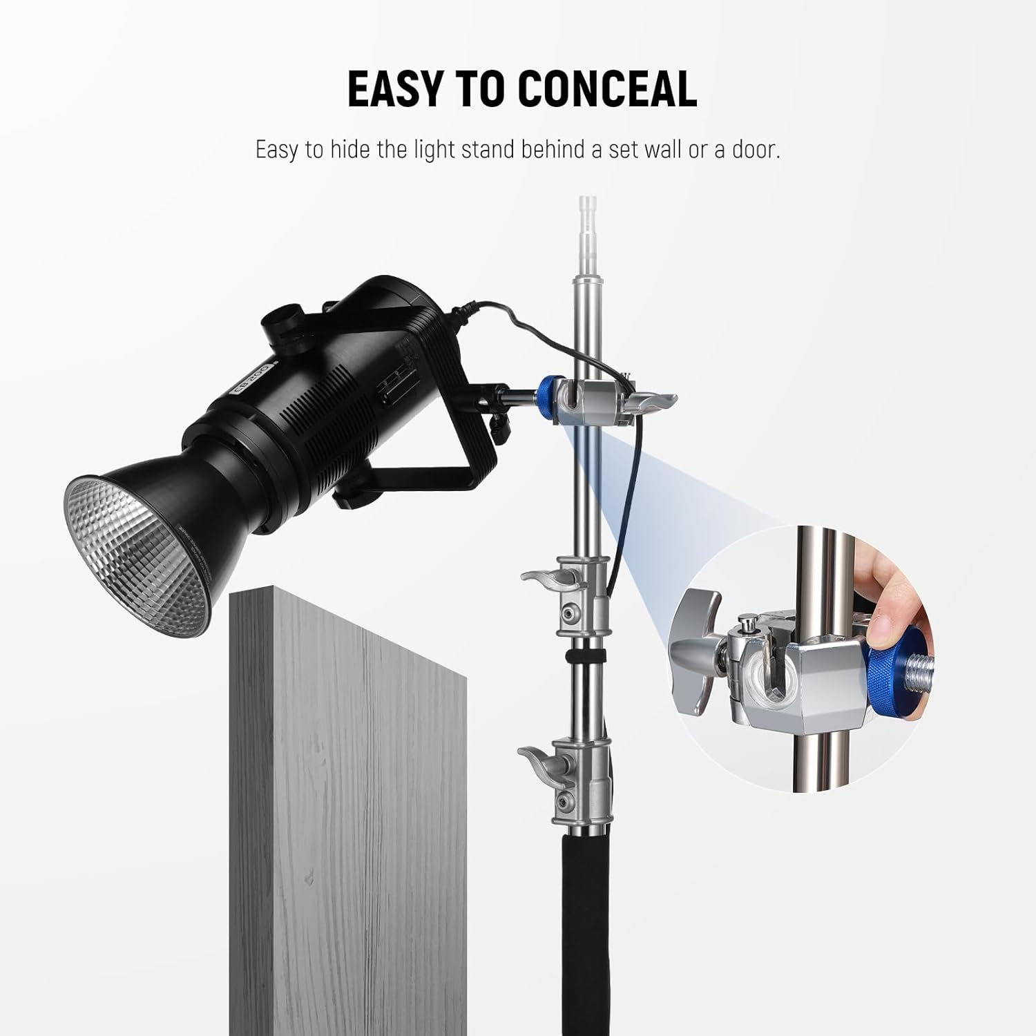 NEEWER 3 Way Clamp with 4.1In/105Mm 5/8" Baby Pin Stud for 1"-1.4"/25-35Mm Tube C Stand Boom Arm Grip Arm Photography Light Stand, Stainless Steel for LED Video Light Flash, Max Load 22Lb/10Kg, UA045 image number 6