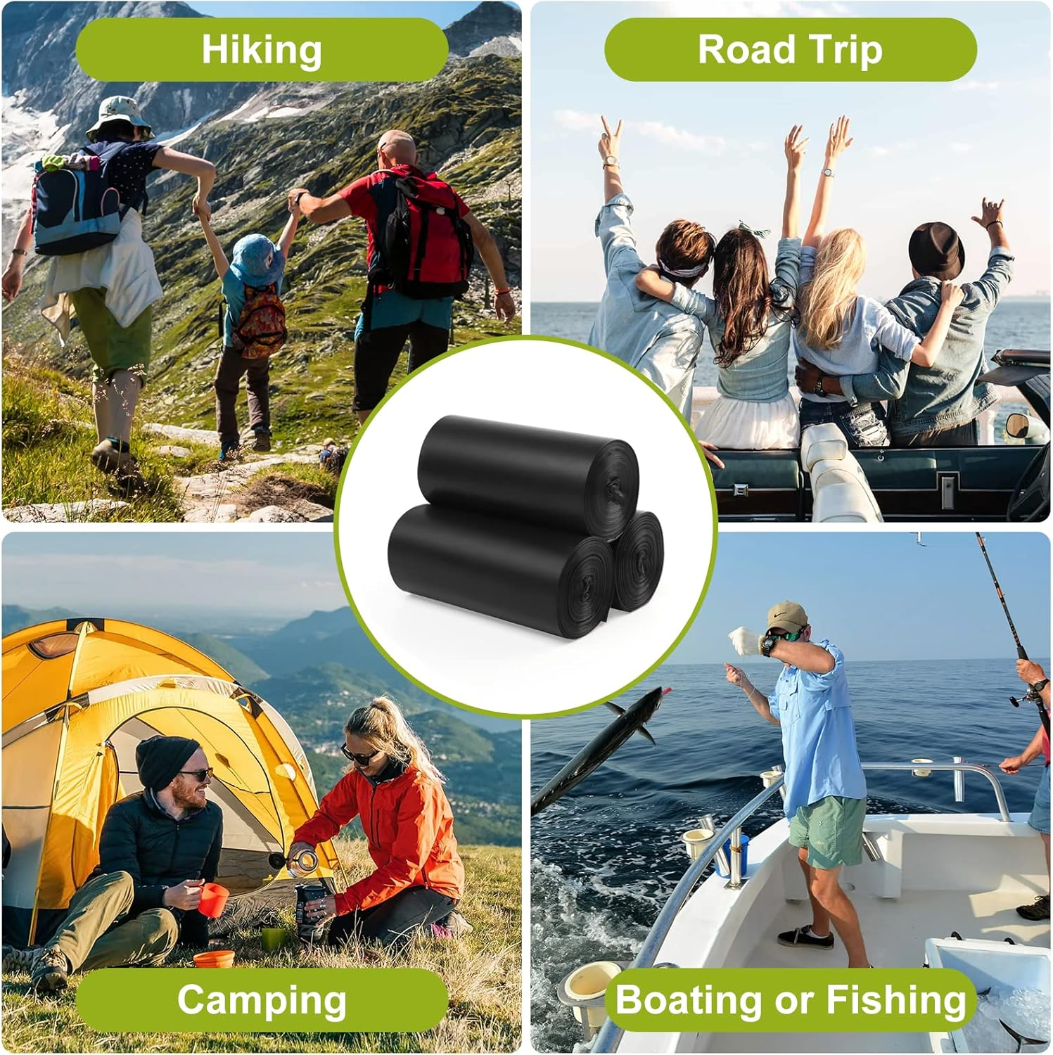 Portable Toilet Bags for Camping｜80 Liners Toilet Replacement Bags ｜ 100% Compostable & Biodegradable, 8 Gallon Thickened Bucket Liner for Outdoor Boating Trip, Trash Bags Plastic Free image number 4