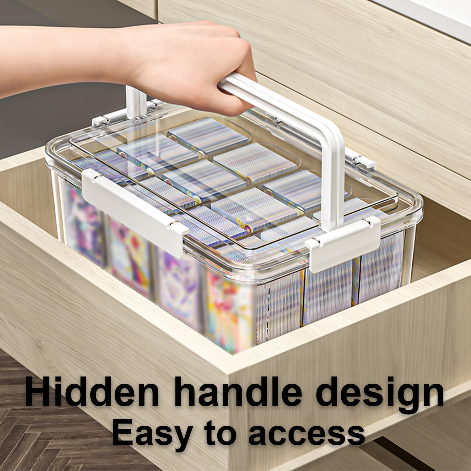 REASOR Transparent Trading Card Storage Box&ndash;Holds 1800+ Game & Collector Cards | 12 Compartments with 4 Removable Dividers | Multi-Purpose Case for Home, Office & Desk Organisation