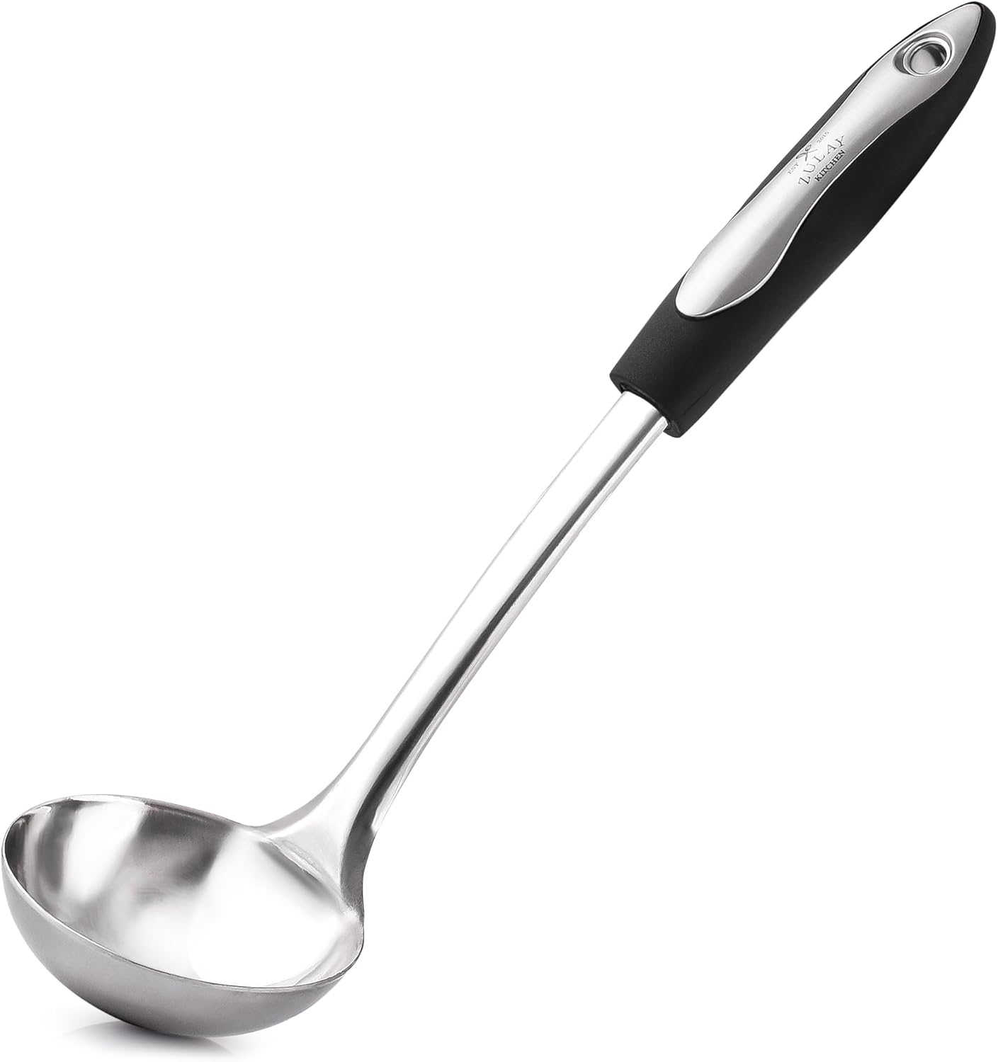 Zulay Premium 12 Inch Stainless Steel Ladle with Comfortable Grip - Long Handle Soup Ladle with Ample Bowl Capacity Perfect for Stirring and Serving