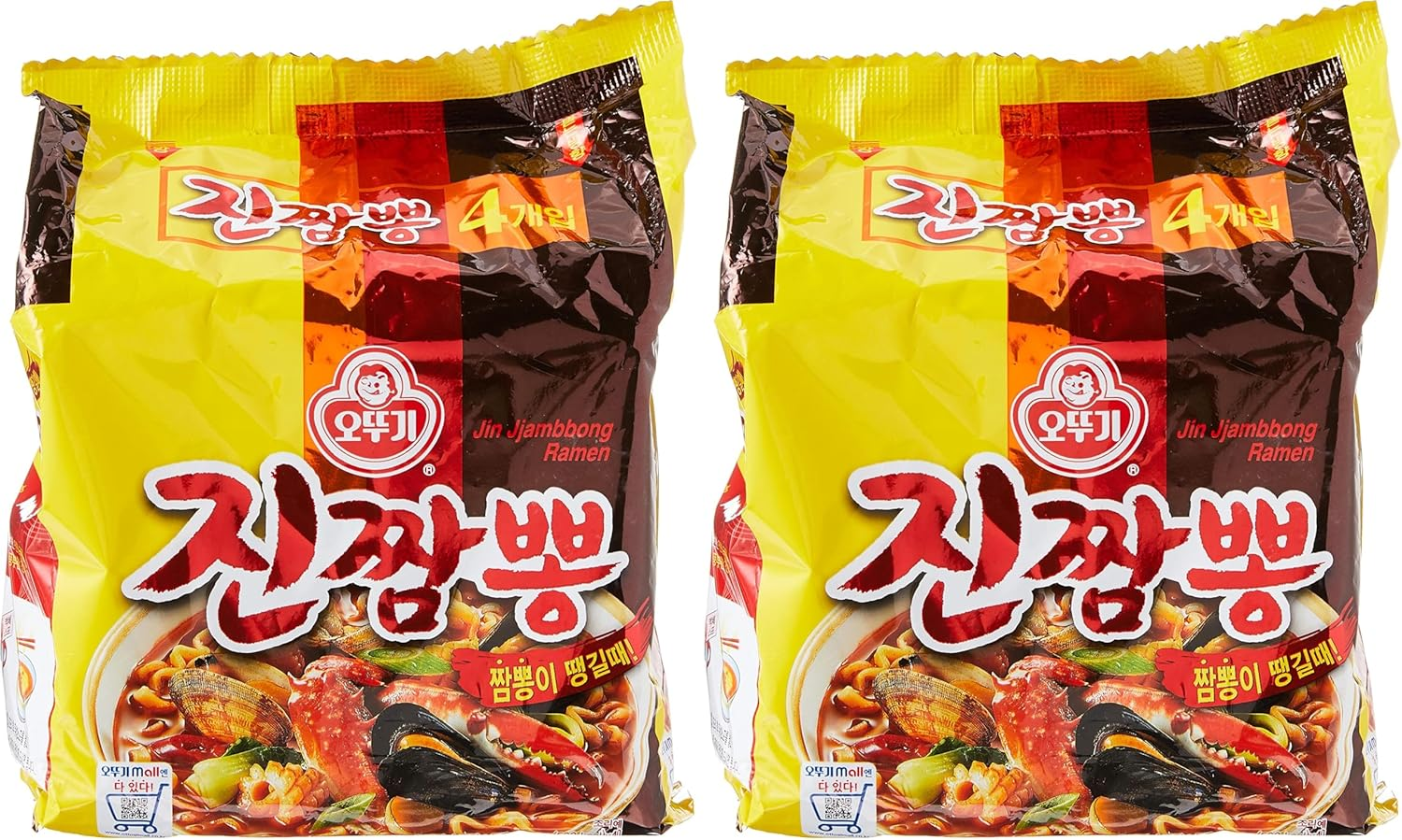 Ottogi Jin Seafood Spicy Ramen Noodle 4 Packets, 520 G