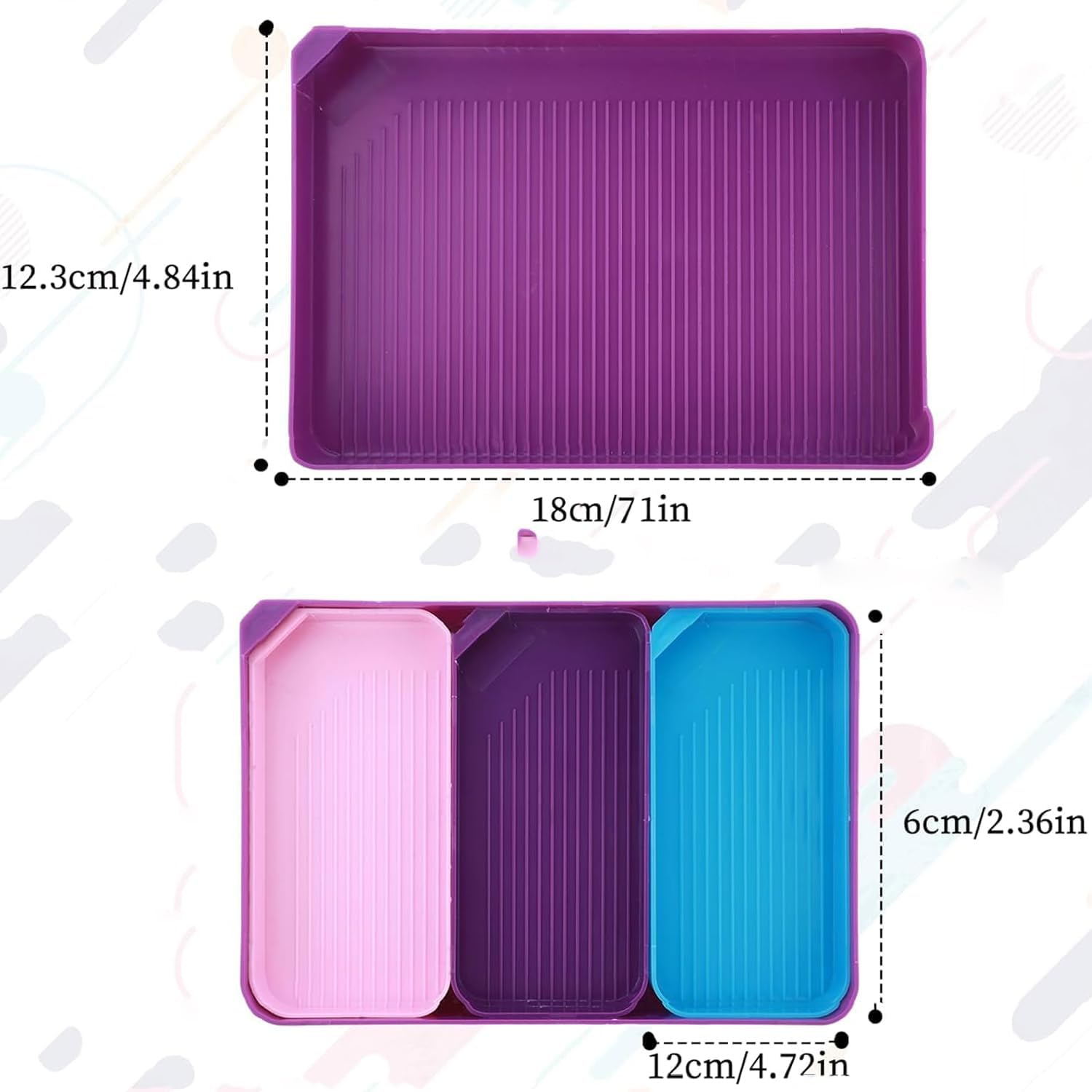 4 Pcs Diamond Art Trays Diamond Painting Bead Trays Rhinestone Bead Organizer Tray Diamond Dotting Tray Craft Bead Sorting Tray Diamond for DIY Crafts Rhinestone Sorting Tray image number 1