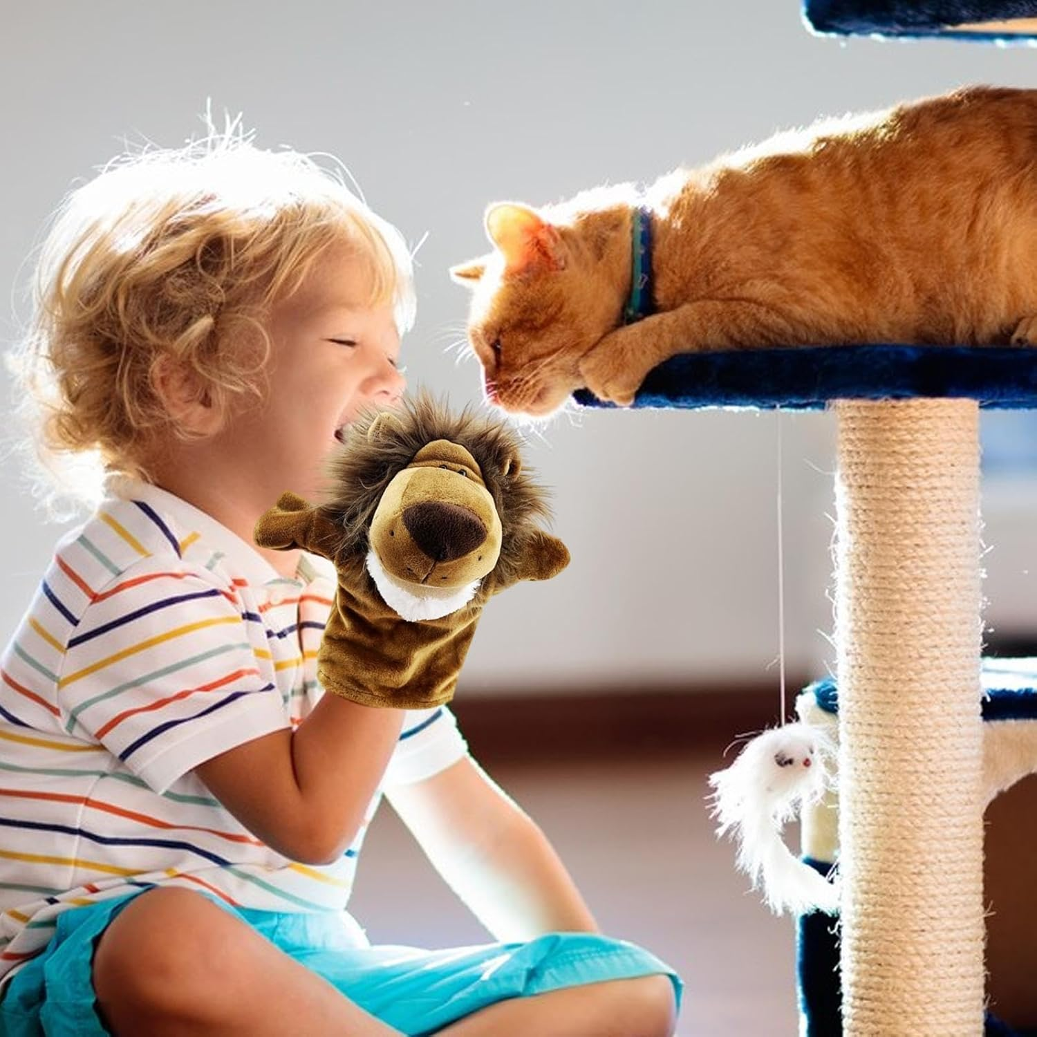 Animal Hand Puppets - Soft Plush Puppets,Adorable Funny Creative Washable Interactive Soft Animal Puppets with Working Mouth for Telling Story Teaching Role Puchen image number 1