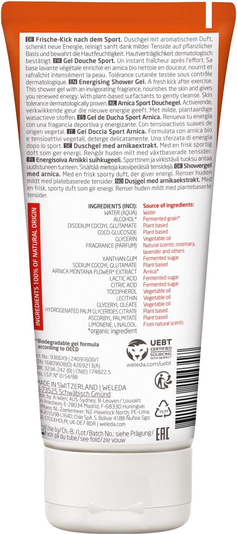 WELEDA Arnica Sports Shower Gel 200Ml, 200 Millilitre image number 3