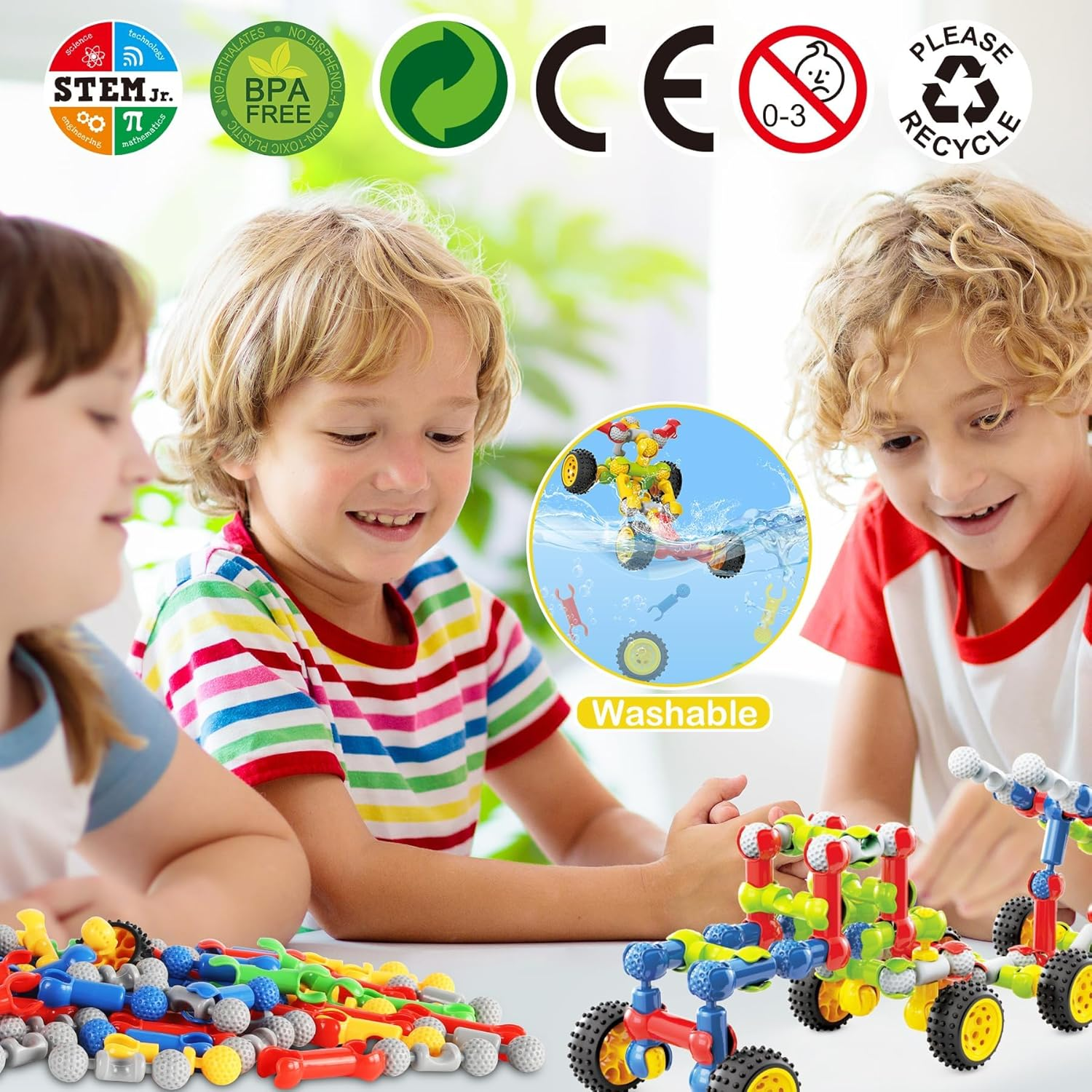 STEM Building Toys for 3 4 5 6 7 8 Year Old Boys Girls, 125 Pcs for 5 Year Old Building Blocks Educational STEM Kit Learning Creative Toys for 3-5 4-8 5-7 6-8 Kids, Birthday Gifts for Kids image number 6